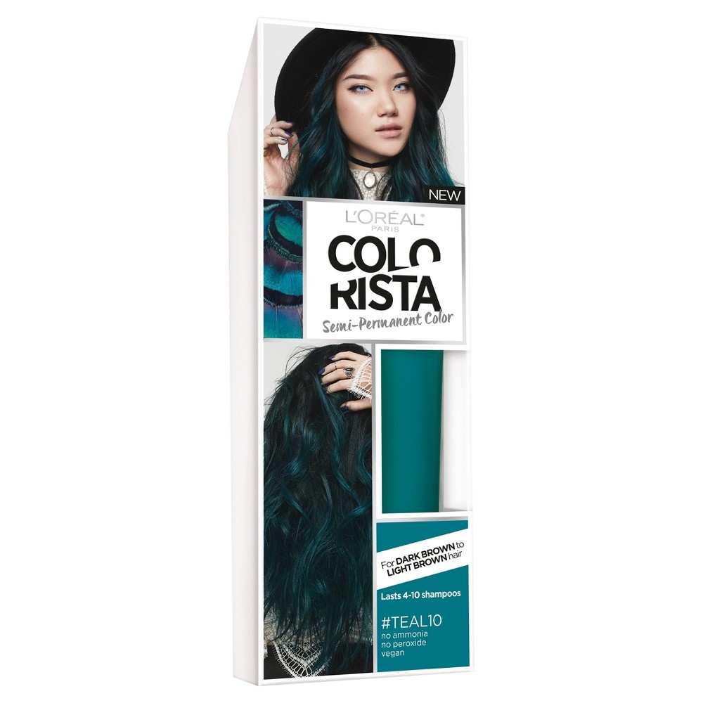 slide 8 of 8, L'Oréal Colorista Semi-Permanent for Brunette Hair - Teal, 4 fl oz