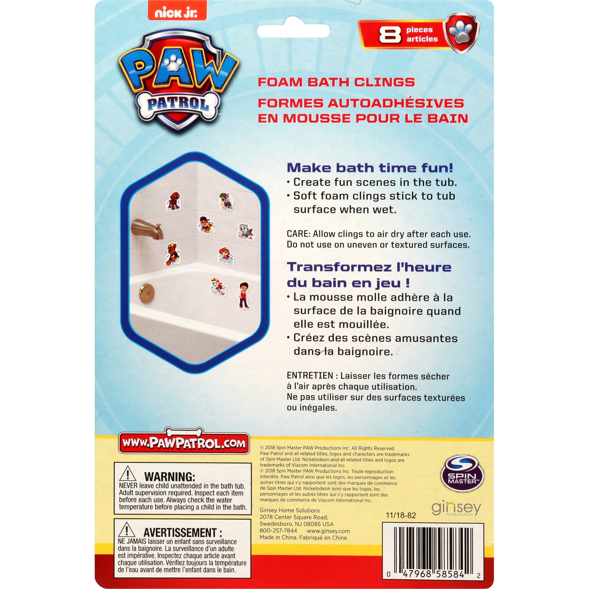 slide 5 of 6, PAW Patrol Bath Clings 8 ea, 8 ct