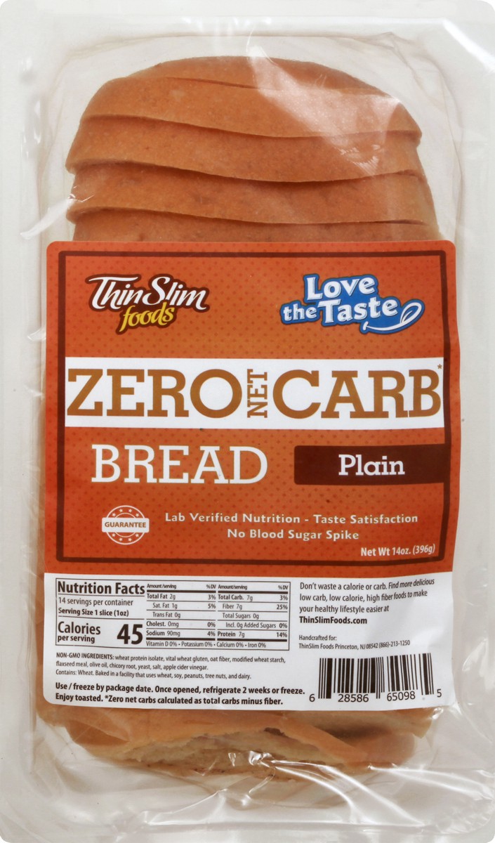slide 1 of 13, ThinSlim Foods Plain Bread 14 oz, 14 oz
