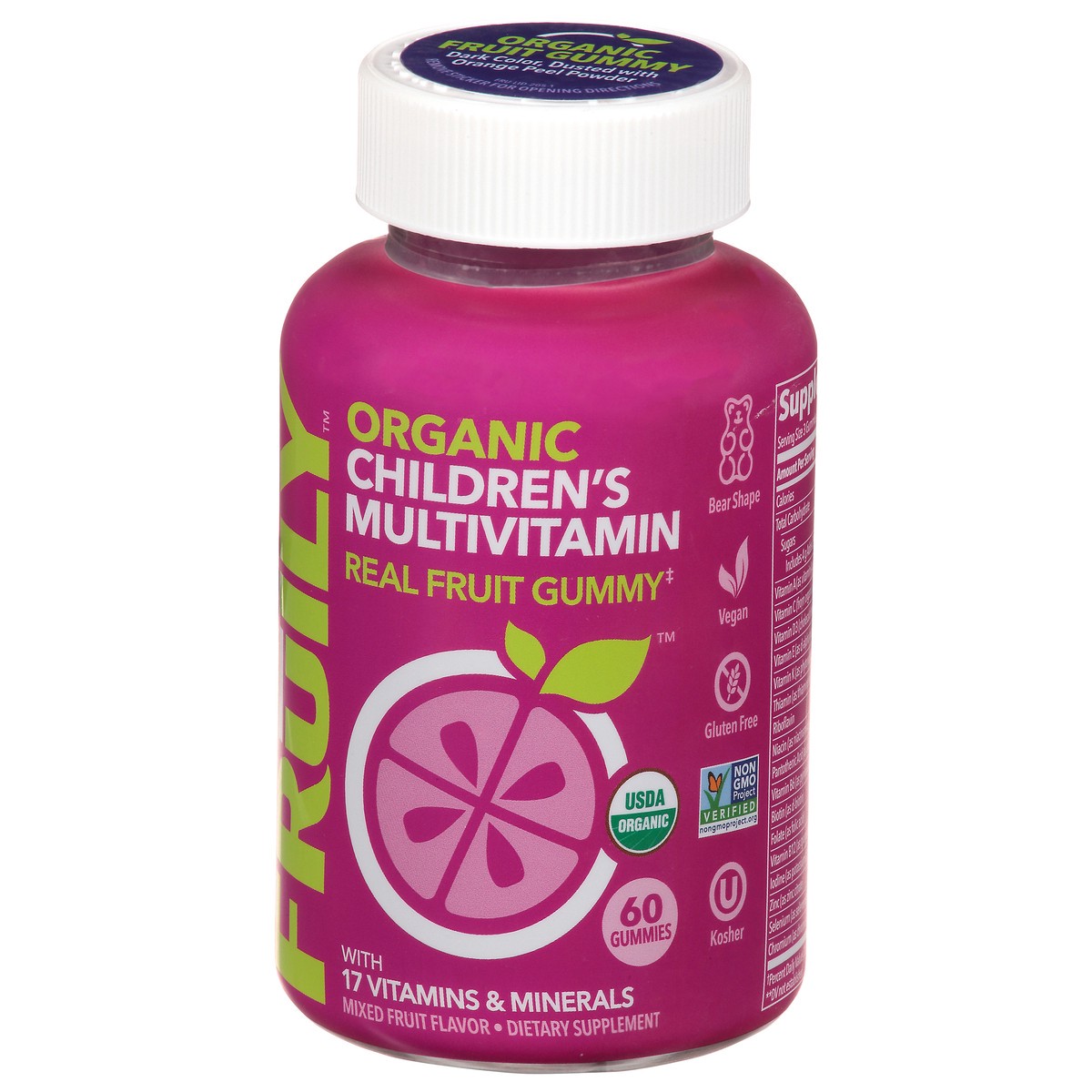 slide 4 of 9, Fruily Organic Children's Gummies Mixed Fruit Flavor Multivitamin 60 ea, 1 ct