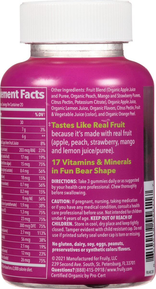 slide 5 of 9, Fruily Organic Children's Gummies Mixed Fruit Flavor Multivitamin 60 ea, 1 ct