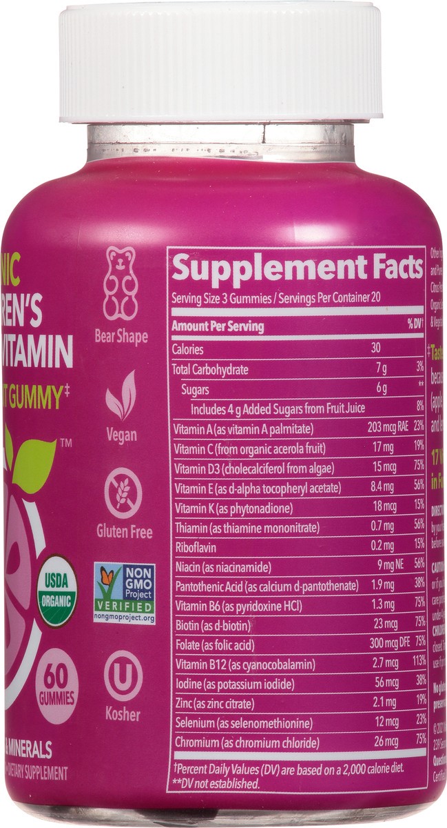 slide 7 of 9, Fruily Organic Children's Gummies Mixed Fruit Flavor Multivitamin 60 ea, 1 ct