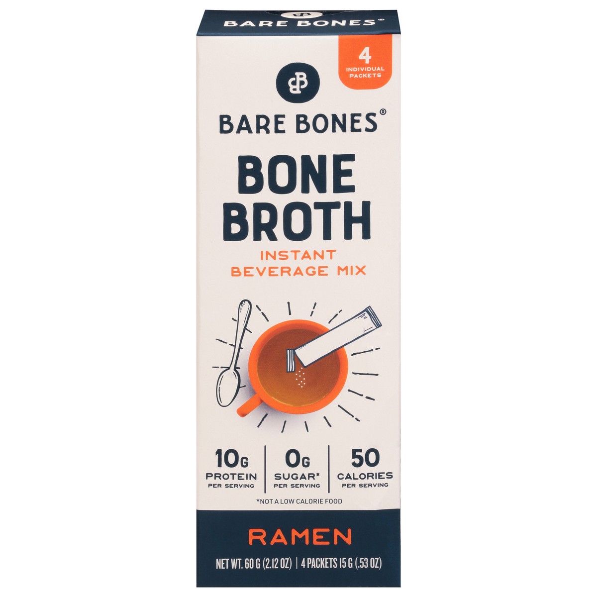 slide 1 of 9, Bare Bones Ramen Bone Broth Instant Beverage Mix, 2.12 oz