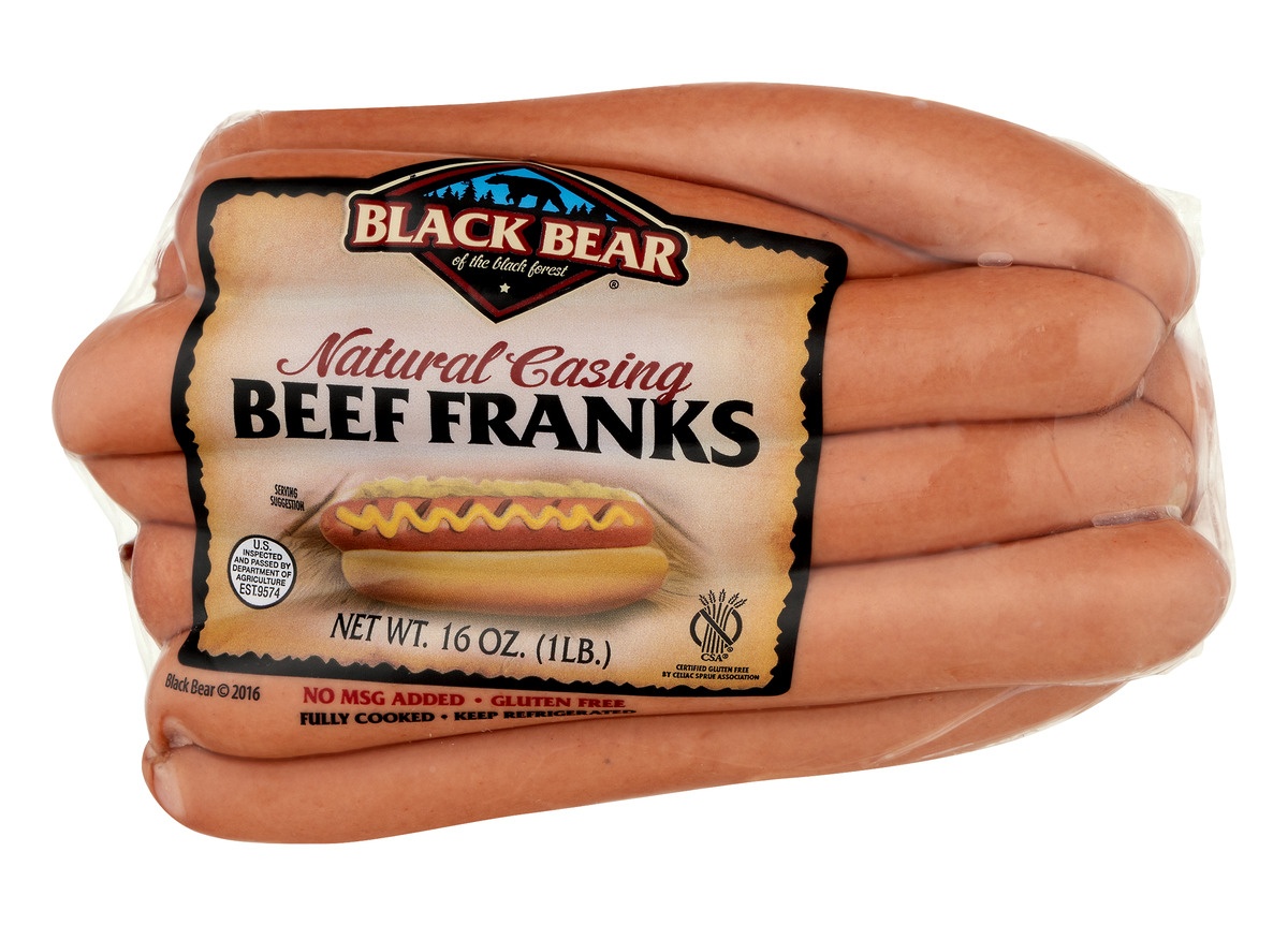 slide 1 of 1, Black Bear Natural Casing Beef Franks, 16 oz