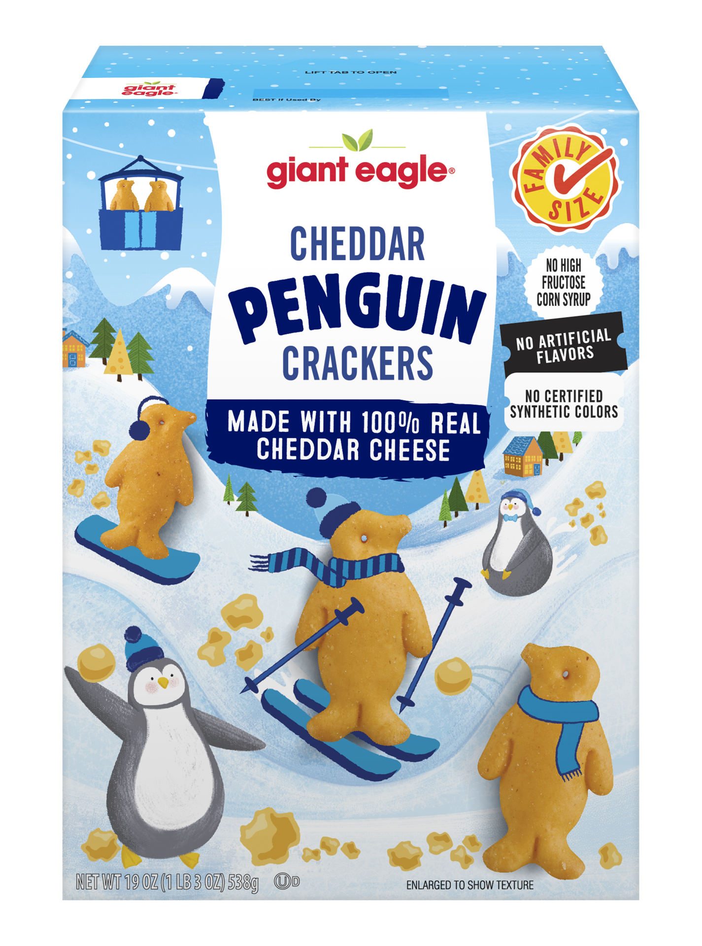 slide 1 of 1, Ge Penguin Cheddar Crackers, 19 oz