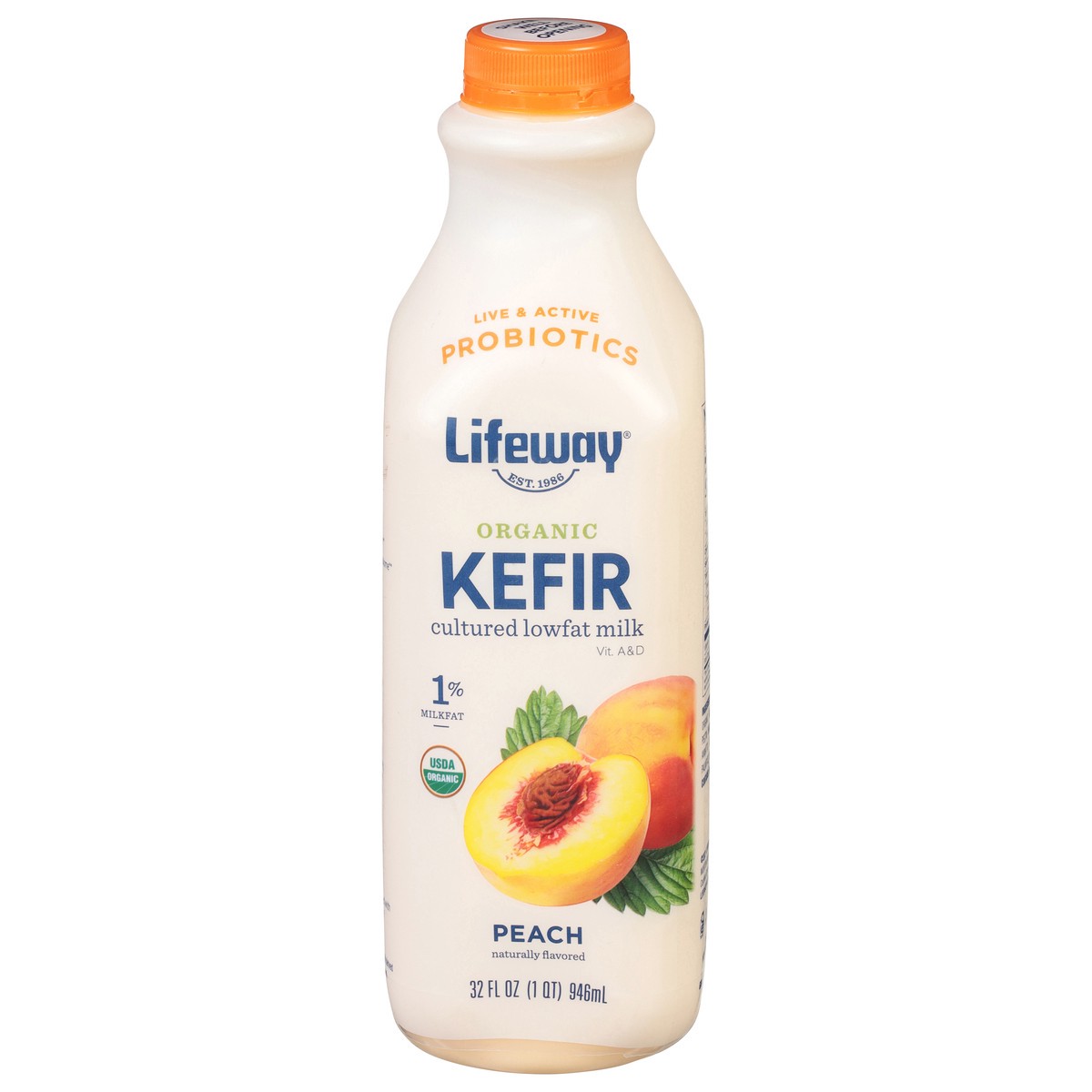 slide 1 of 1, Lifeway Organic Peach Kefir 32 fl oz, 32 fl oz