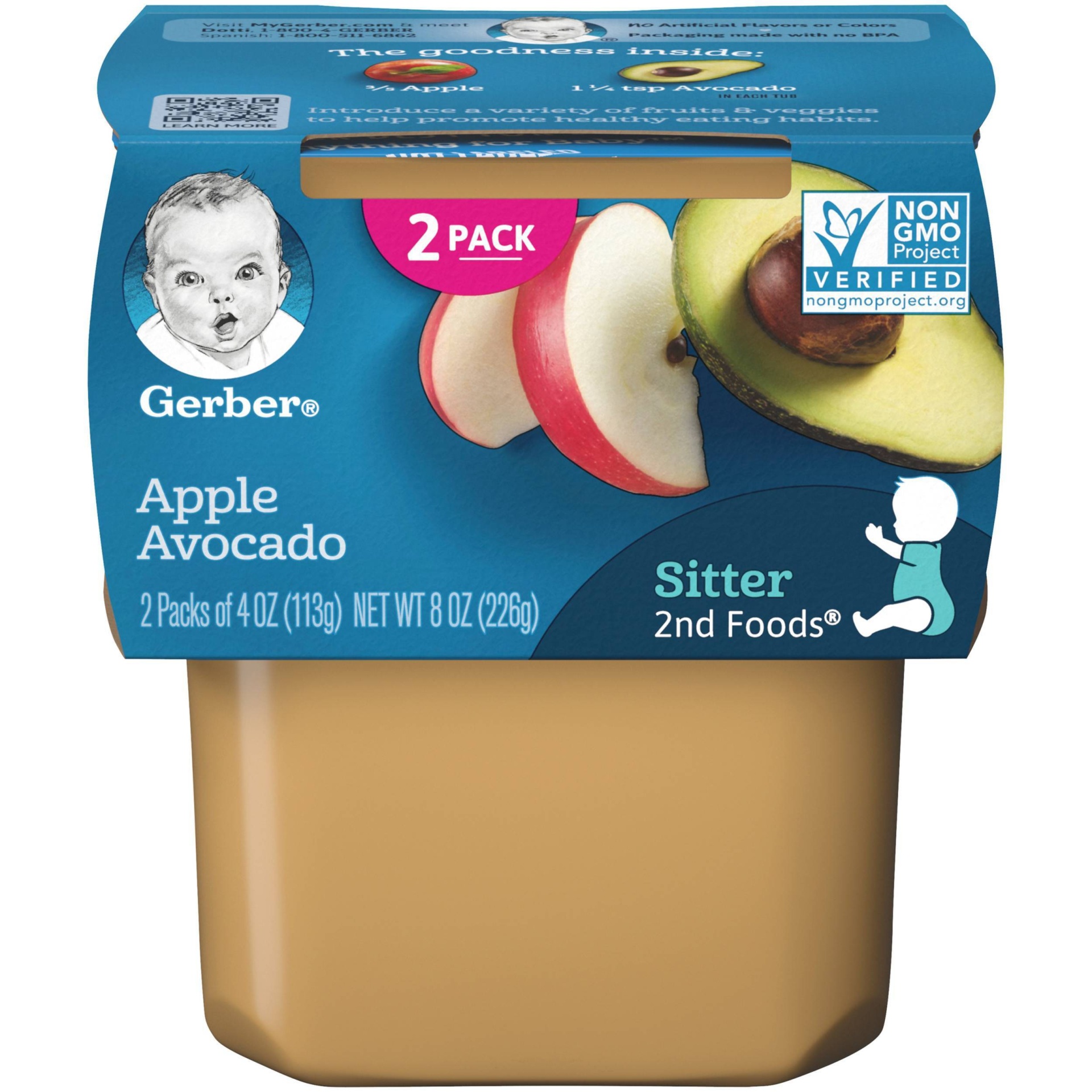 slide 1 of 9, Gerber 2nd Foods, Apple Avocado, 2 ct; 4 oz