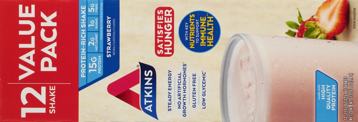 slide 3 of 9, Atkins Strawberry Shake, 12 ct