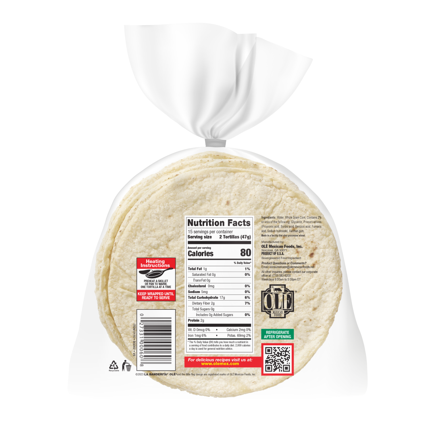 slide 2 of 5, La Banderita White Corn Tortilla, 30 ct