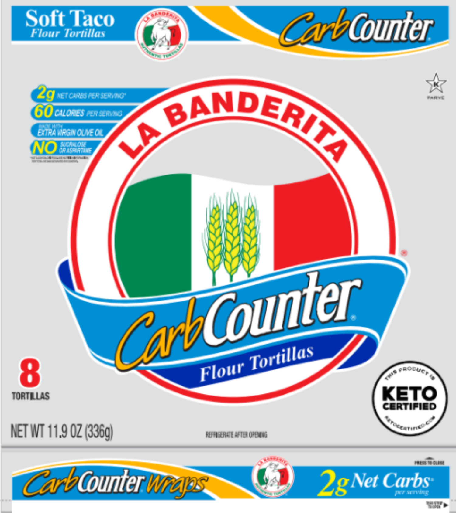 slide 1 of 2, La Banderita Carb Counter 8" Flour Tortillas - Keto Certified, 8 ct