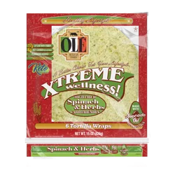 Olé Mexican Foods Olé Xtreme Wellness Spinach & Herbs, 10" Tortillas, Keto Friendly