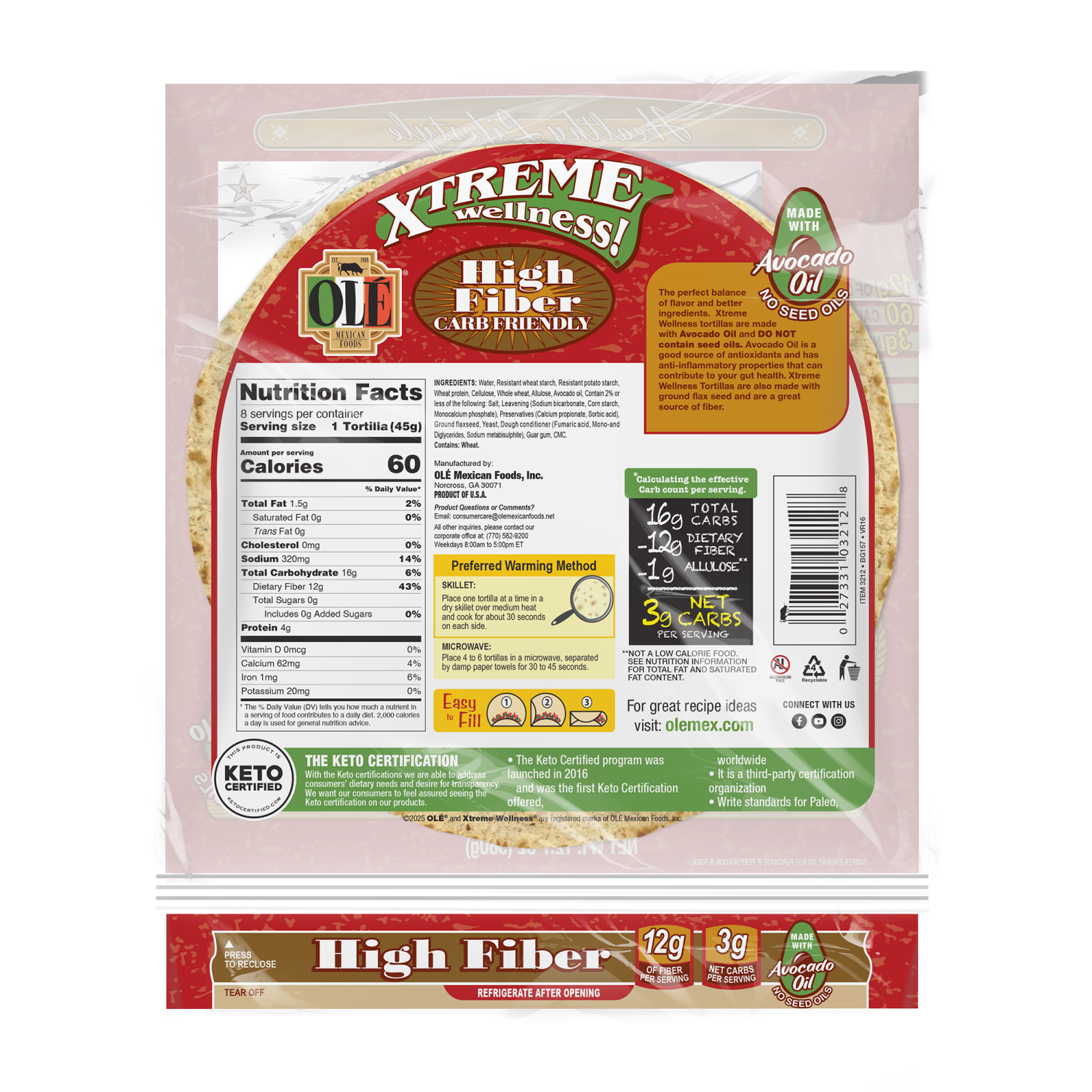 slide 2 of 5, Olé Mexican Foods Ole Xtreme Wellness Carb Lean Keto Friendly Low Carb High Fiber Tortillas, 8 ct