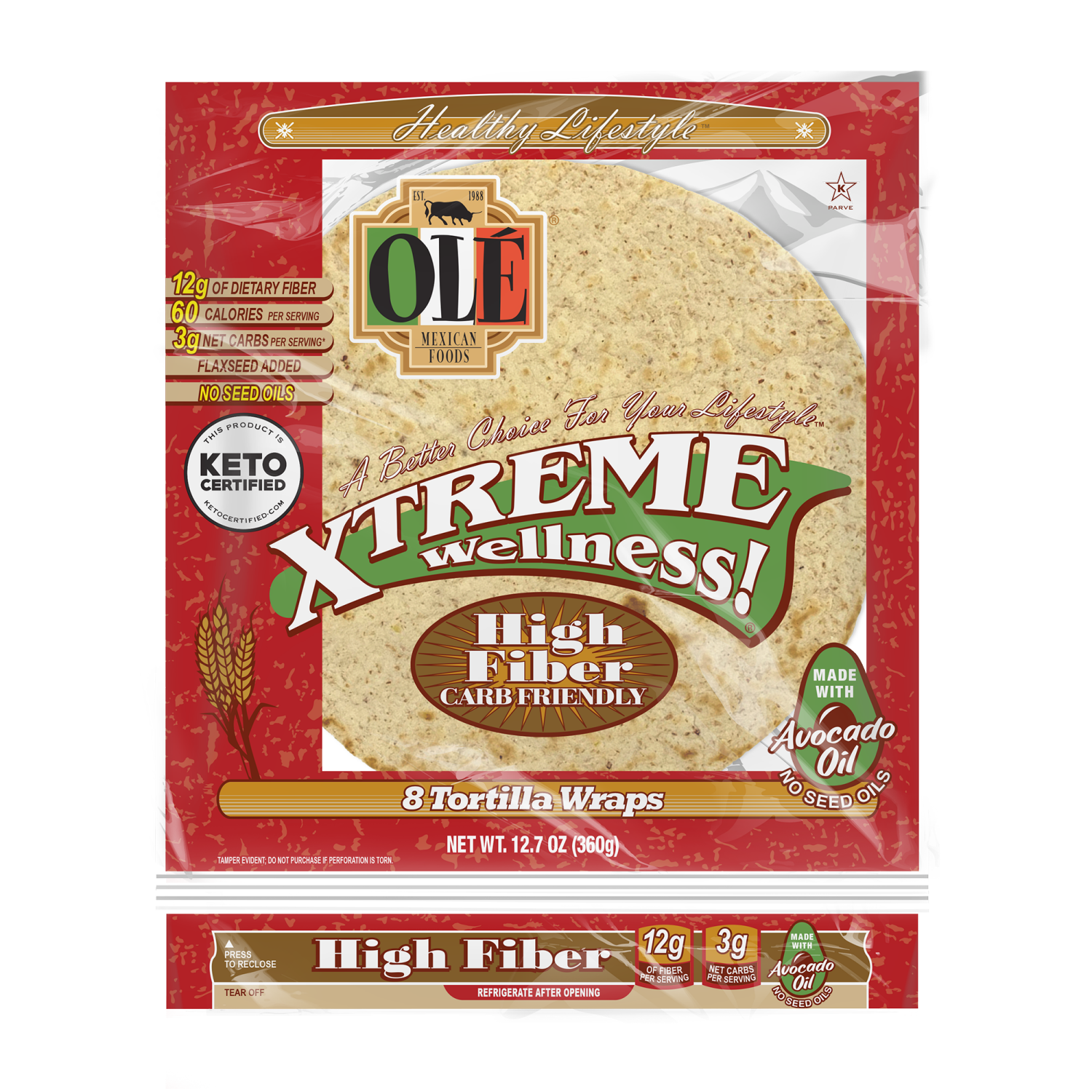 slide 1 of 5, Olé Mexican Foods Ole Xtreme Wellness Carb Lean Keto Friendly Low Carb High Fiber Tortillas, 8 ct