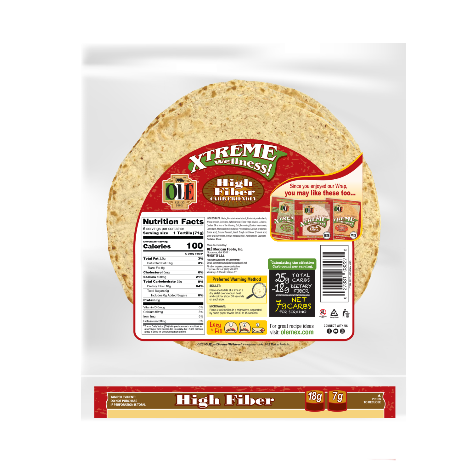 slide 2 of 5, Olé Xtreme Wellness High Fiber, 10" Tortillas, Keto Friendly, 15 oz
