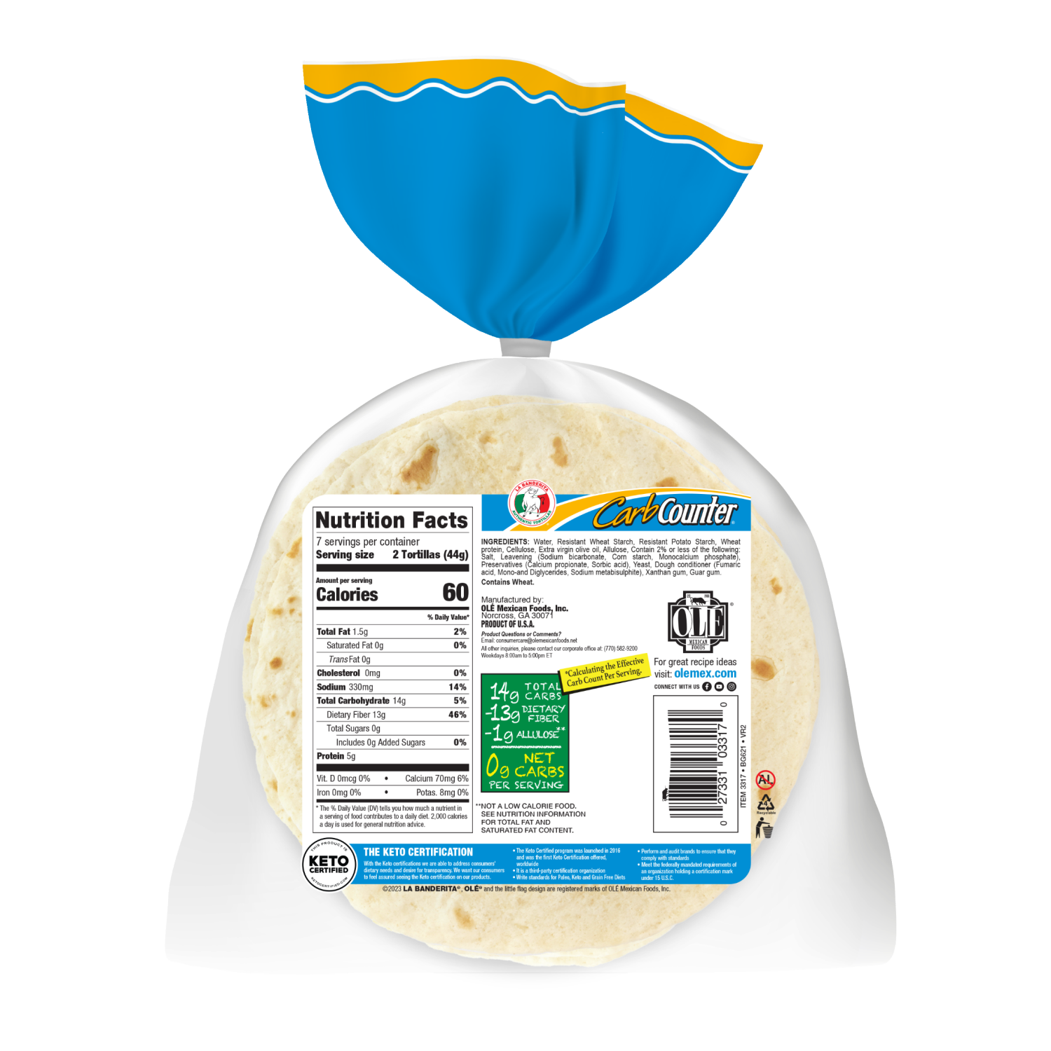 slide 2 of 5, La Banderita Carb Counter Street Taco, 4.5" Tortilla, Keto Certified, 14 ct