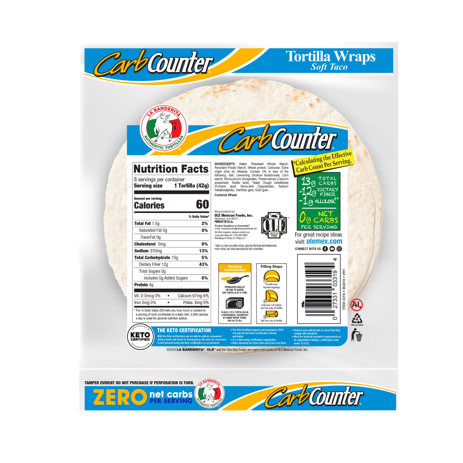 slide 2 of 3, La Banderita Carb Counter Zero Net Carbs 8Ct, 8 ct