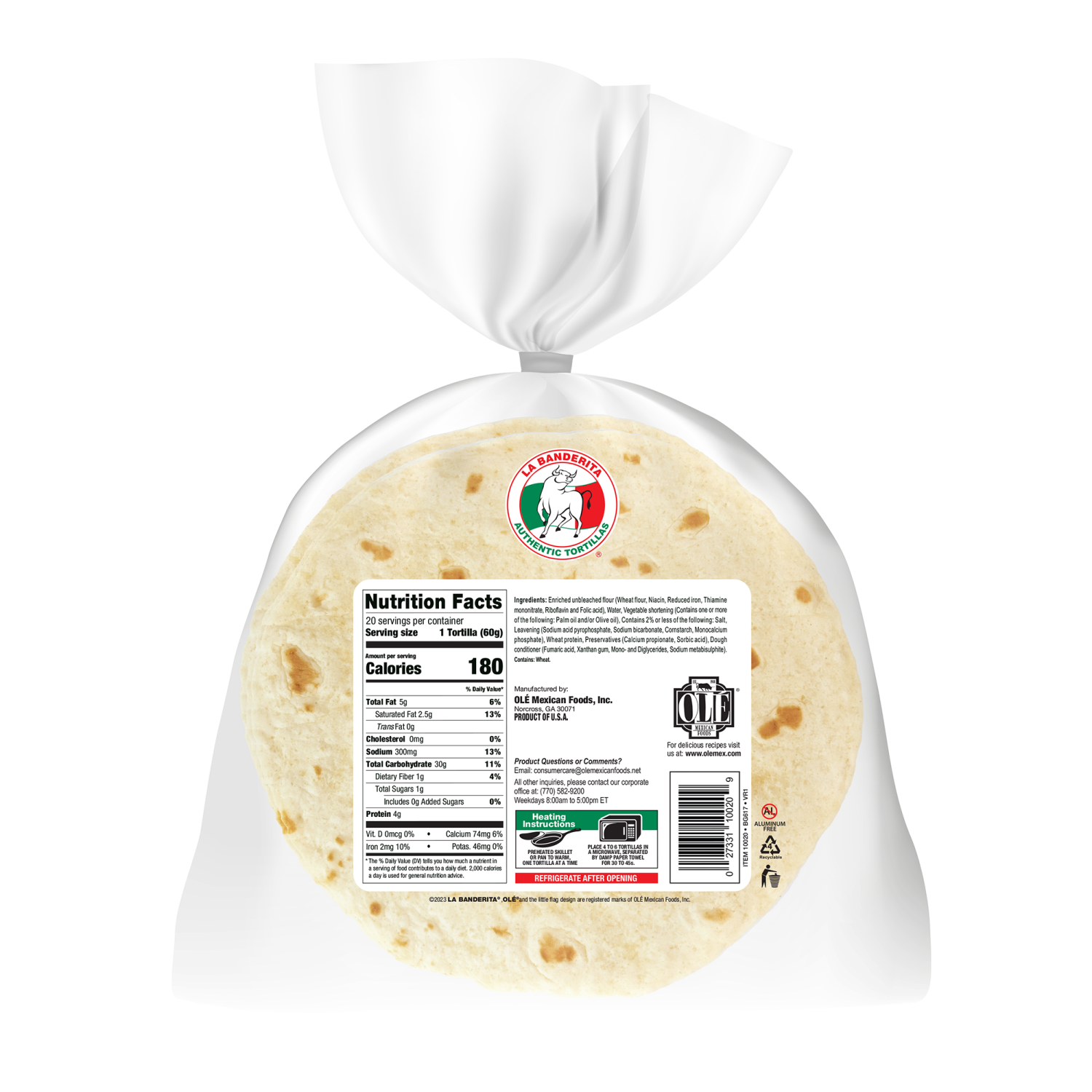 slide 2 of 5, La Banderita Homestyle Flour Tortillas 20 ea, 20 ct