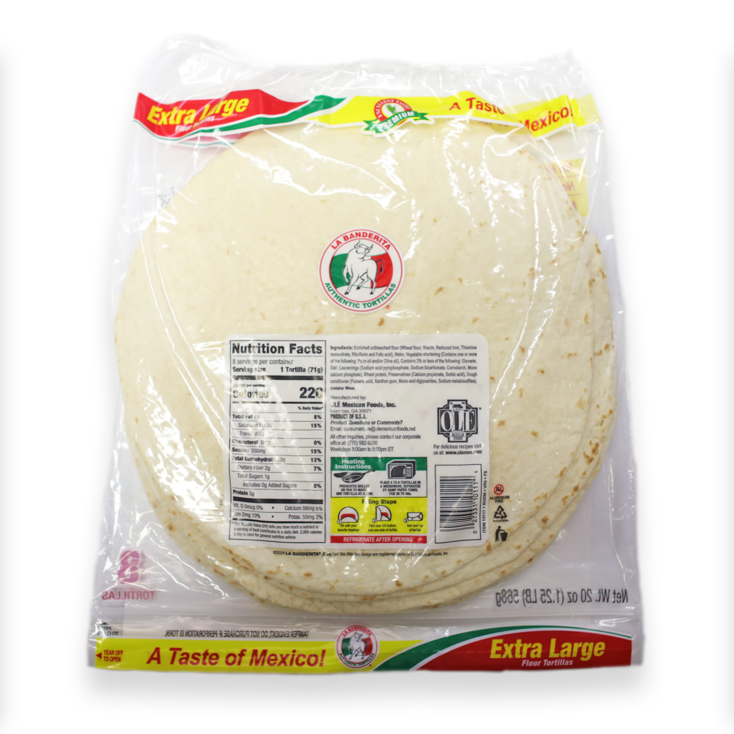 slide 2 of 6, La Banderita Burrito Grande Extra Large Flour Tortilla, 20 oz
