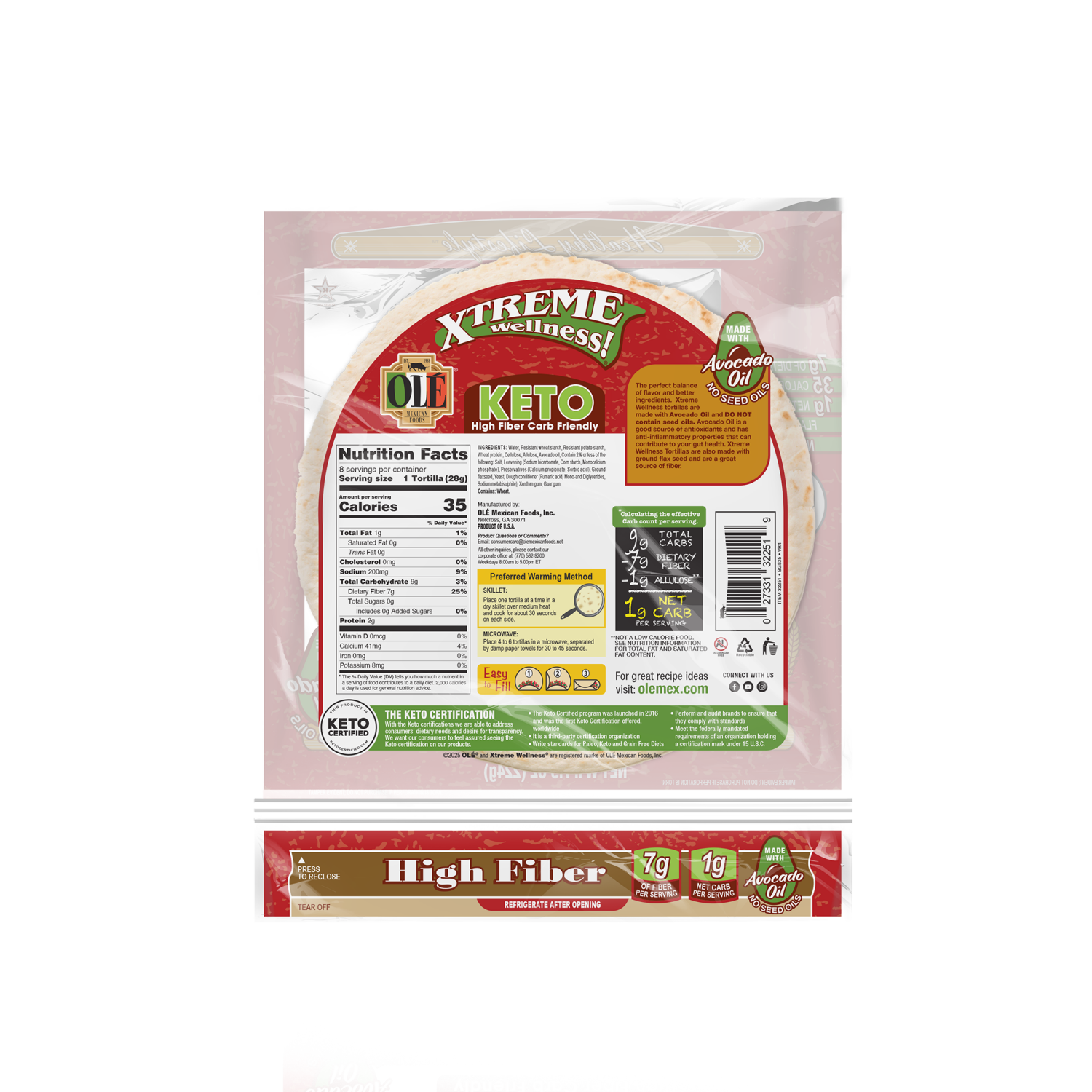 slide 2 of 5, Olé Mexican Foods Olé Xtreme White Snack Size High Fiber Keto Certified Tortillas, 8 ct