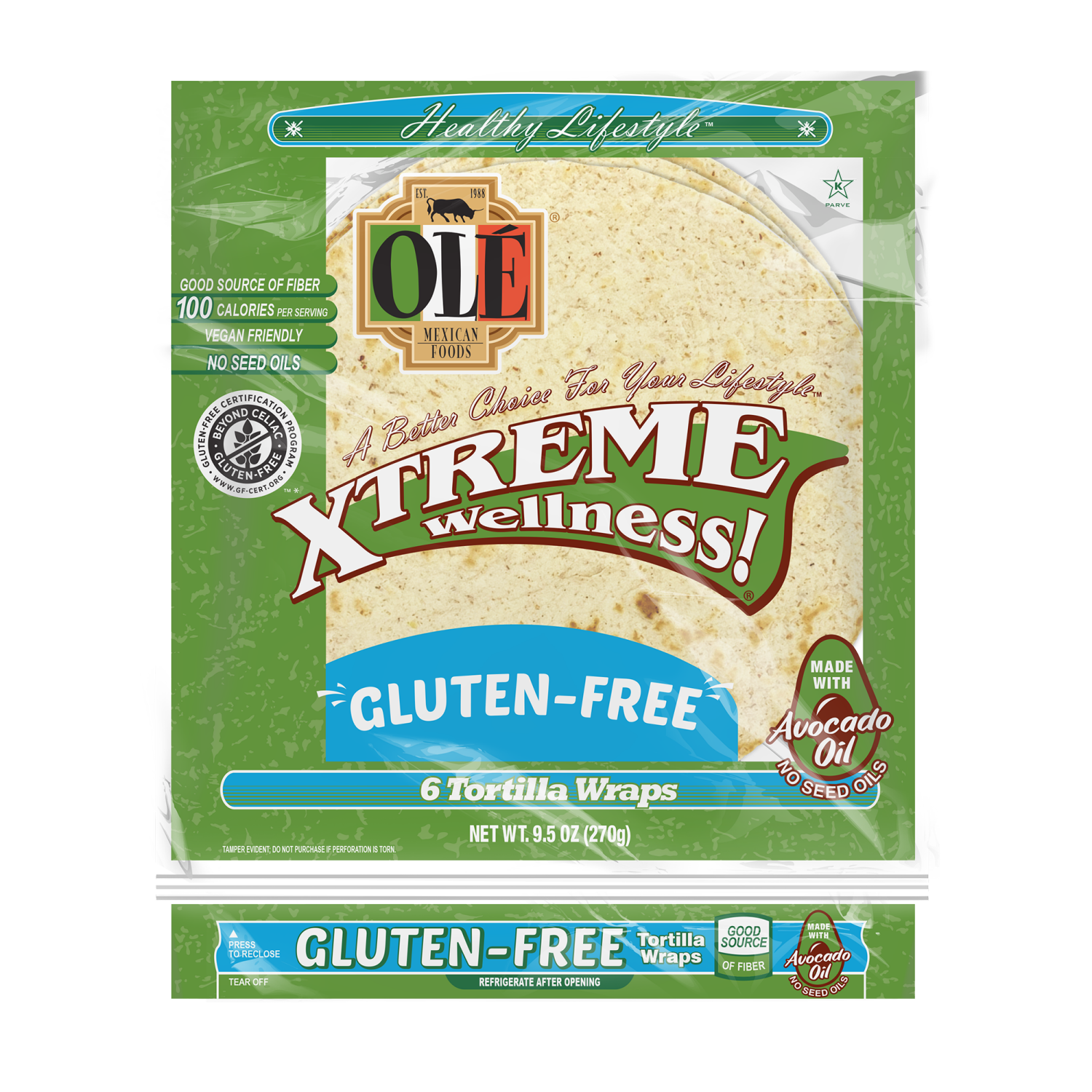 slide 1 of 5, Olé Mexican Foods Xtreme Wellness! Tortilla Wraps 6 ea, 6 ct