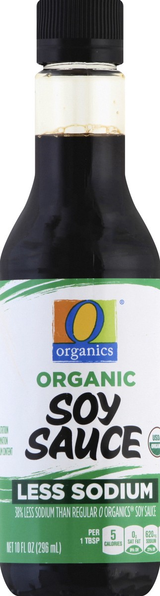 slide 5 of 7, O Organics Soy Sauce Less Sodium - 10 Fl. Oz.,