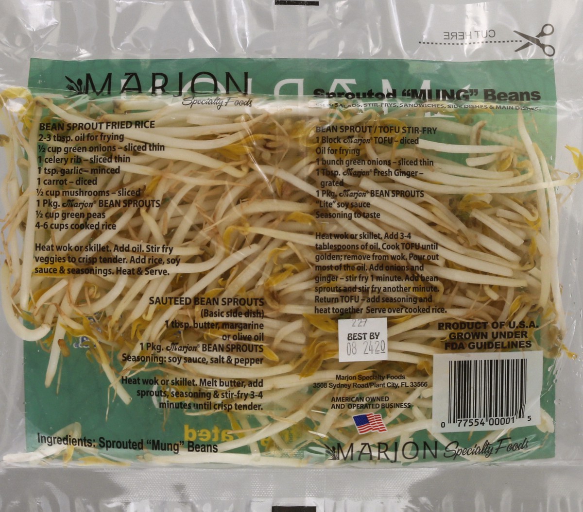 slide 9 of 9, Marjon Bean Sprouts 8 oz, 8 oz