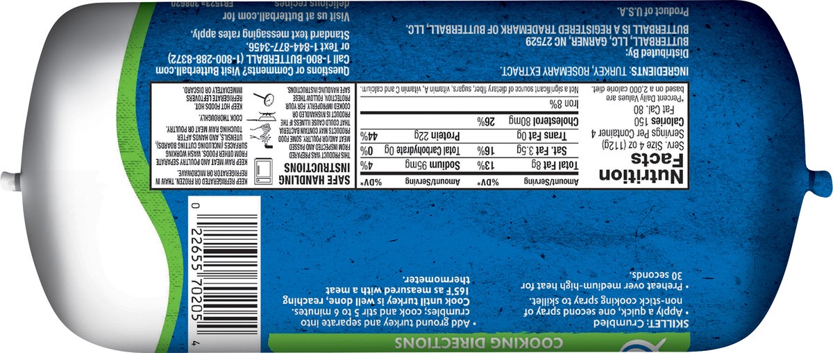 slide 9 of 9, Butterball All Natural Fresh Ground Turkey, 93%/7%, 1 Roll, 16 oz