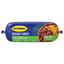 Butterball All Natural Fresh Ground Turkey, 93%/7%, 1 Roll