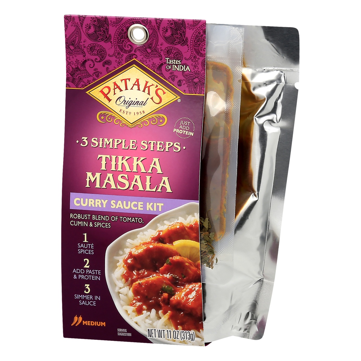 slide 10 of 13, Patak's Medium Tikka Masala Curry Sauce Kit 11 oz, 11 oz