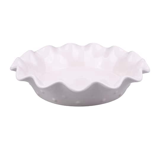 slide 1 of 4, 10" Cream Ceramic Pie Plate By Makery, 10 in