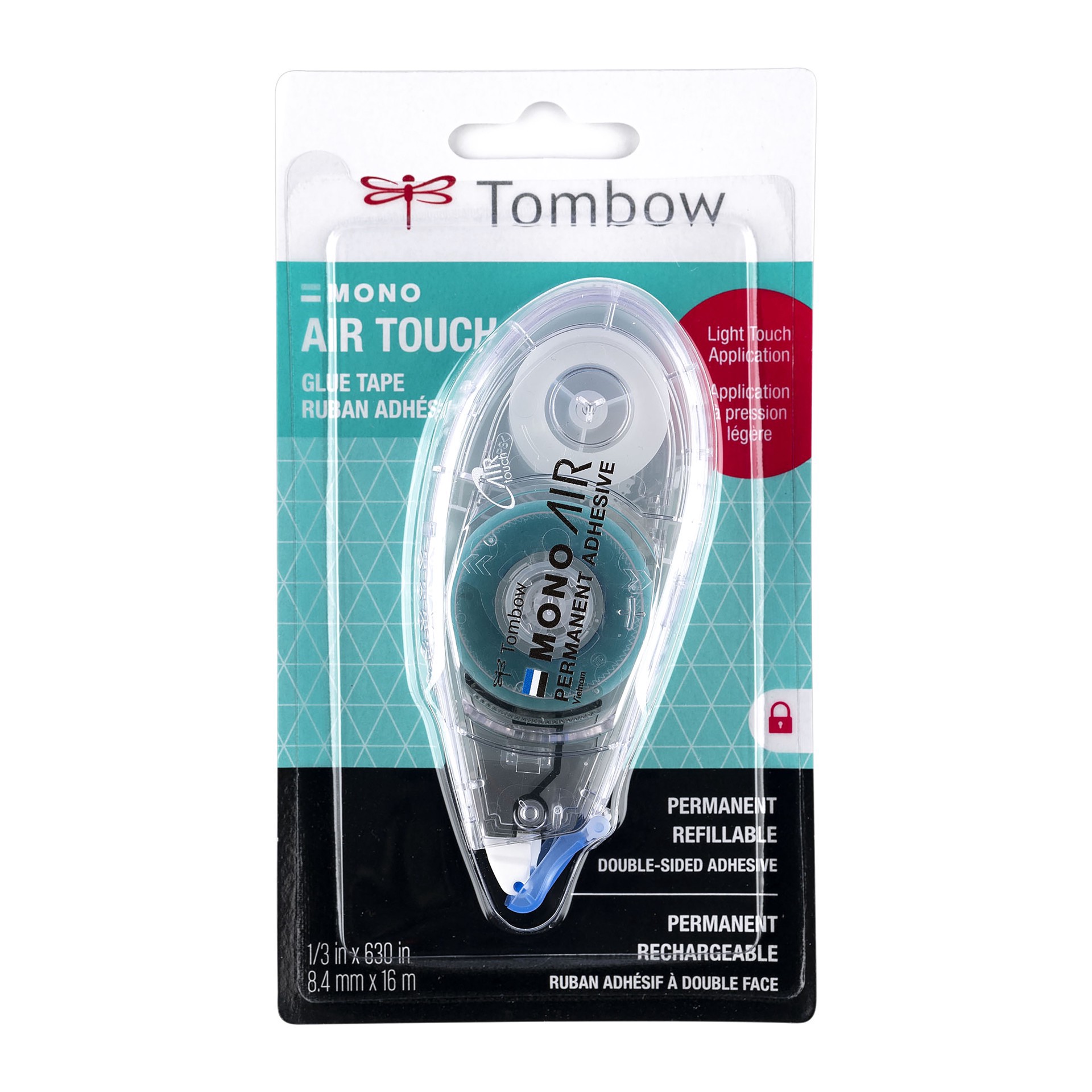 slide 3 of 8, Tombow Mono Air Touch Glue Tape, 1/3 in x 630 in