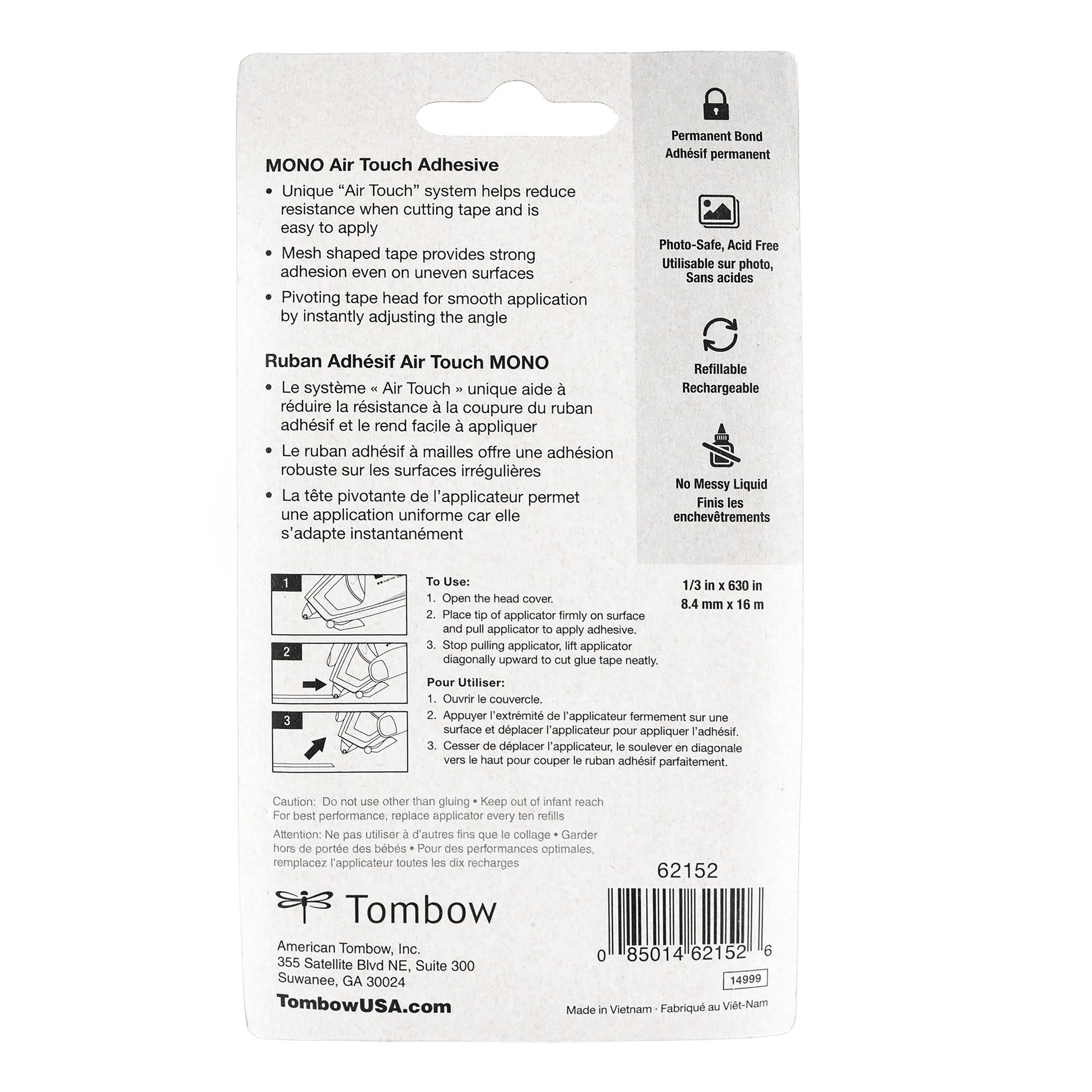 slide 7 of 8, Tombow Mono Air Touch Glue Tape, 1/3 in x 630 in