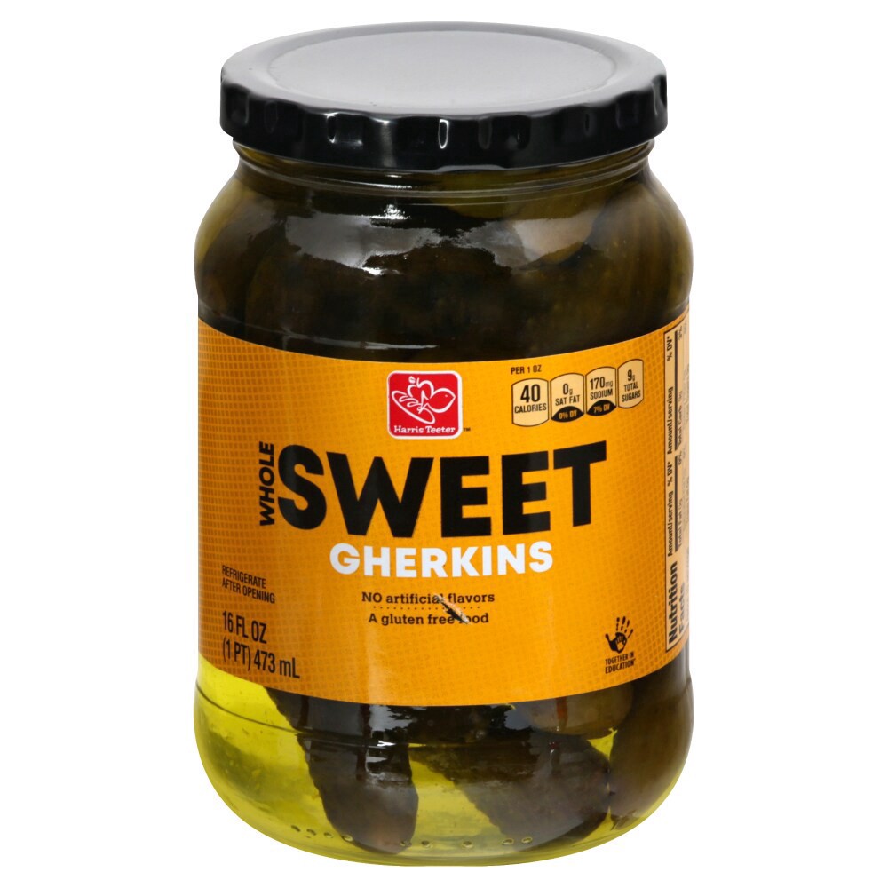 slide 2 of 3, Harris Teeter™ Whole Sweet Gherkins, 16 fl oz