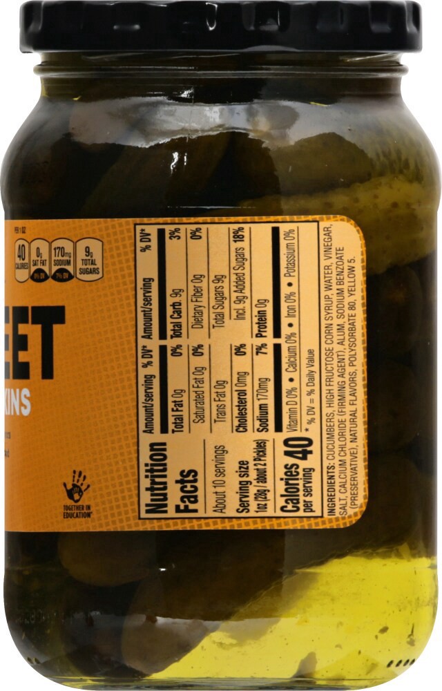 slide 3 of 3, Harris Teeter™ Whole Sweet Gherkins, 16 fl oz