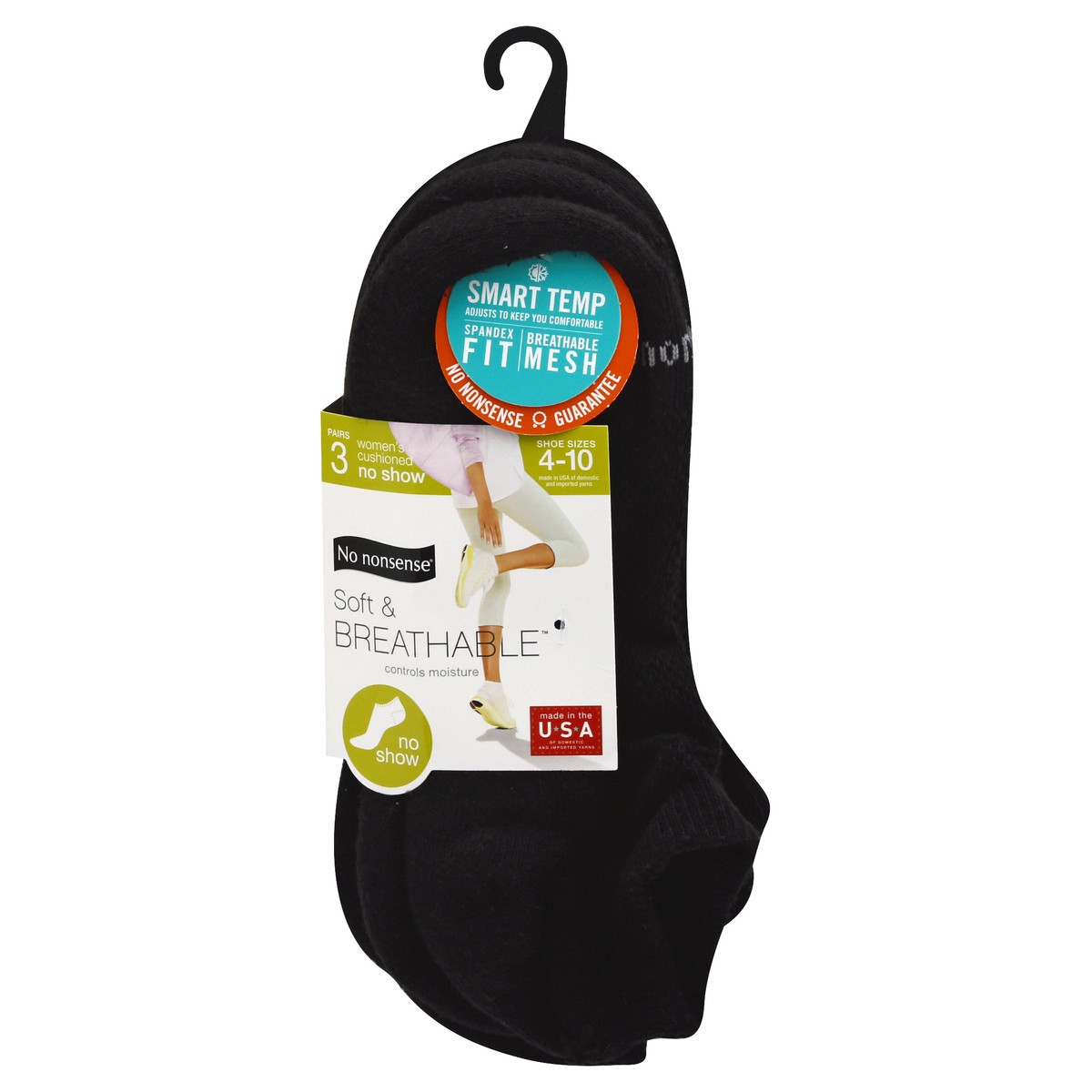 slide 2 of 10, No Nonsense Soft & Breathable Women's Cushioned No Show 4-10 Socks 3 ea, 3 ct
