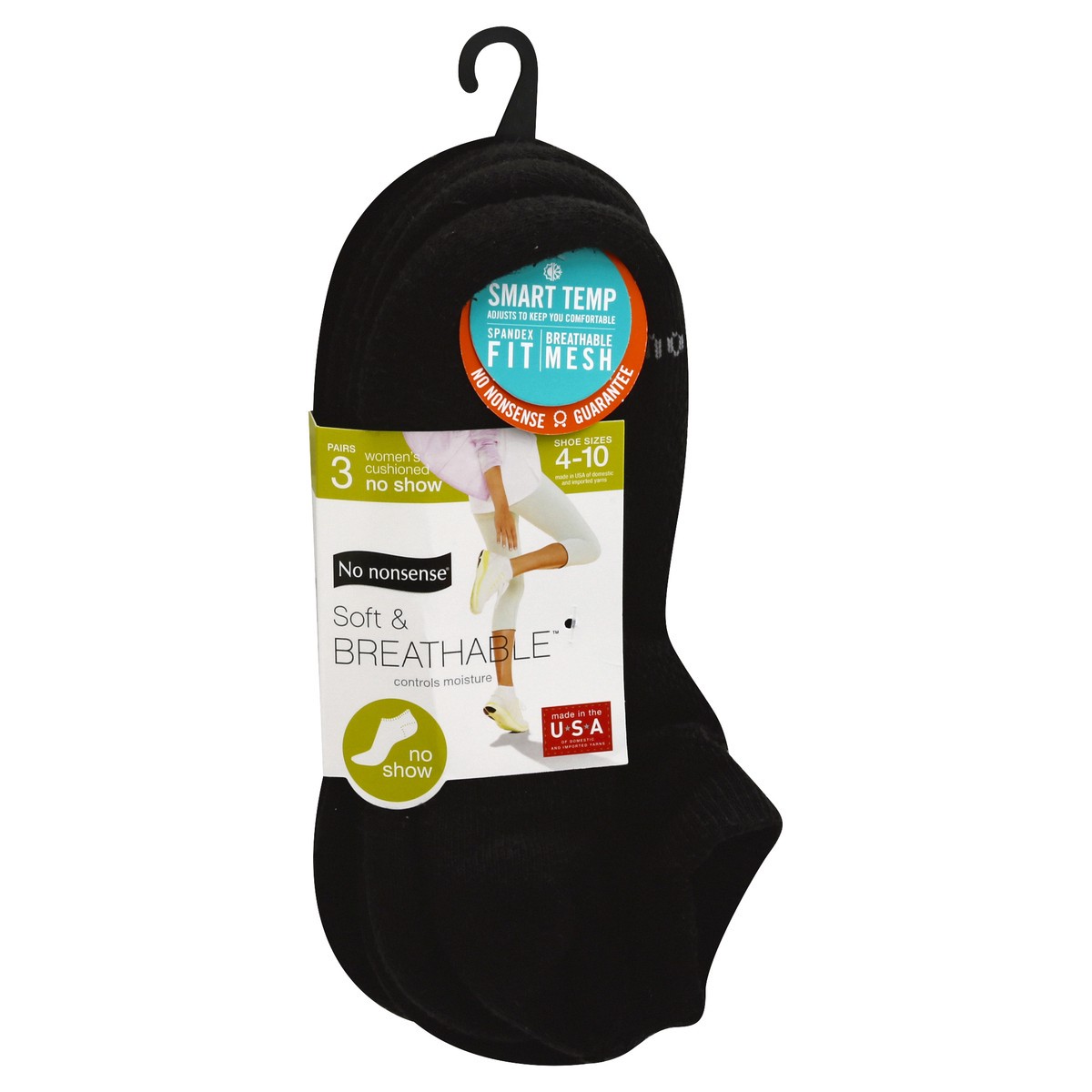slide 5 of 10, No Nonsense Soft & Breathable Women's Cushioned No Show 4-10 Socks 3 ea, 3 ct