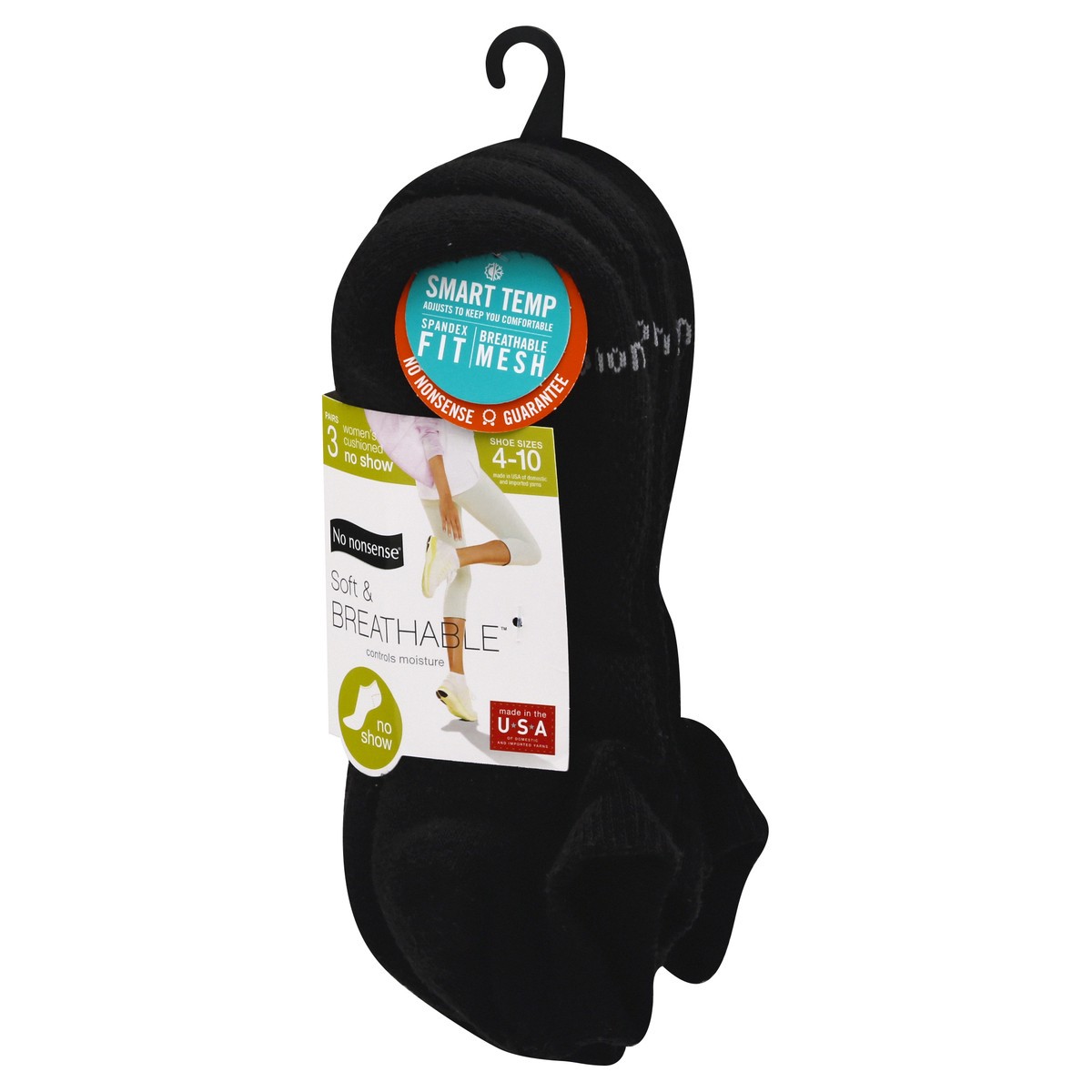 slide 4 of 10, No Nonsense Soft & Breathable Women's Cushioned No Show 4-10 Socks 3 ea, 3 ct