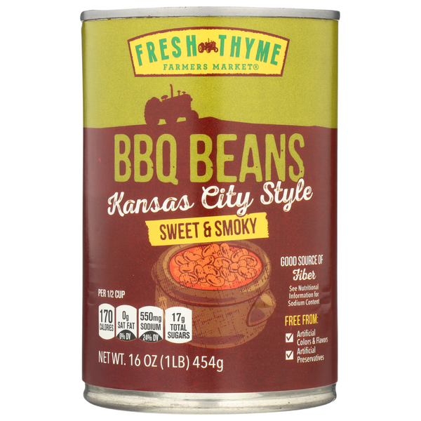 slide 1 of 1, Fresh Thyme Farmers Market Sweet & Salty Kansas City Style Bbq Beans, 16 oz