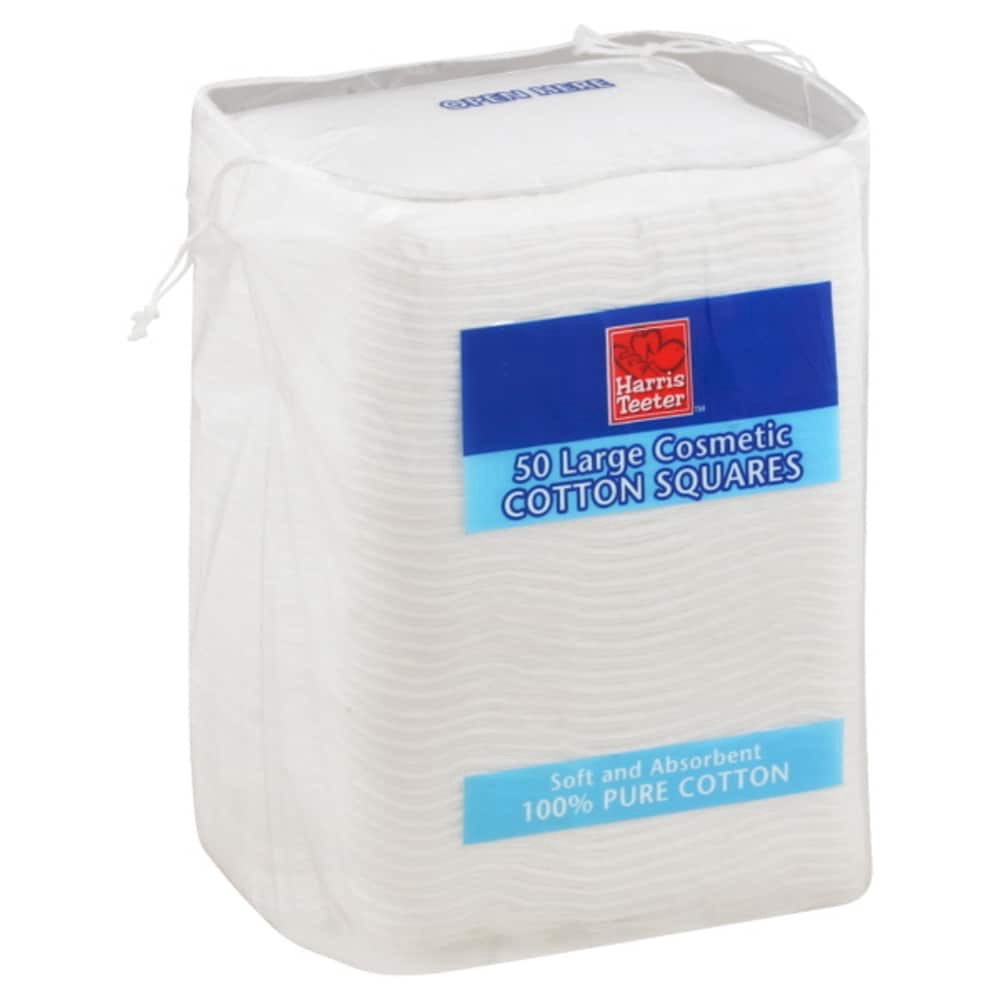 slide 1 of 1, Harris Teeter™ Large Cosmetic Cotton Squares, 50 ct