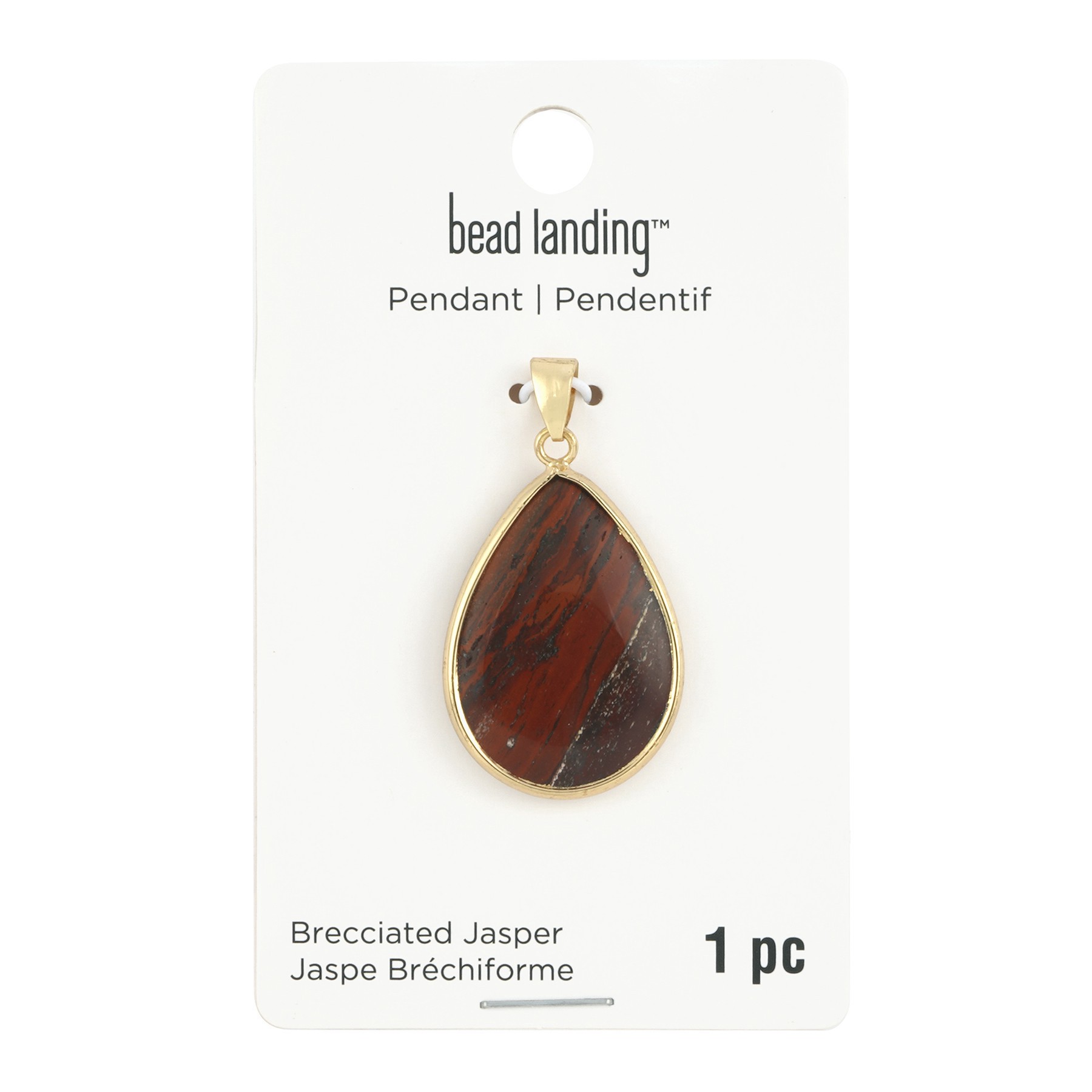 slide 3 of 3, Red Brecciated Jasper Teardrop Pendant By Bead Landing, 30mm x 21mm