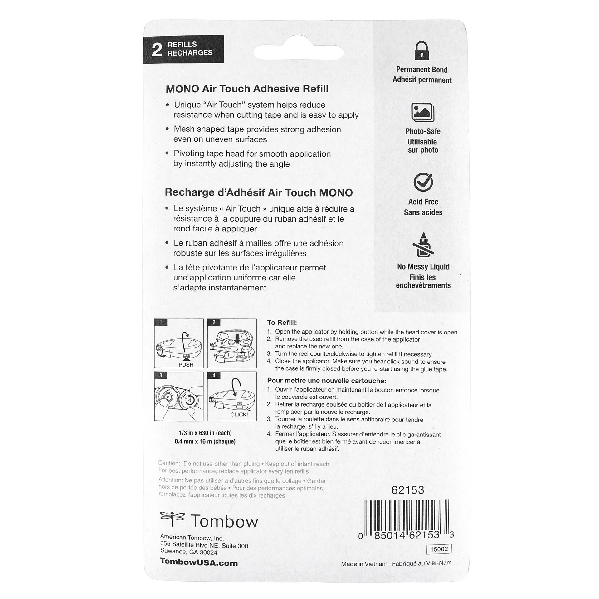 slide 2 of 8, Tombow Mono Air Touch Glue Tape Refill, 2ct., 2 ct