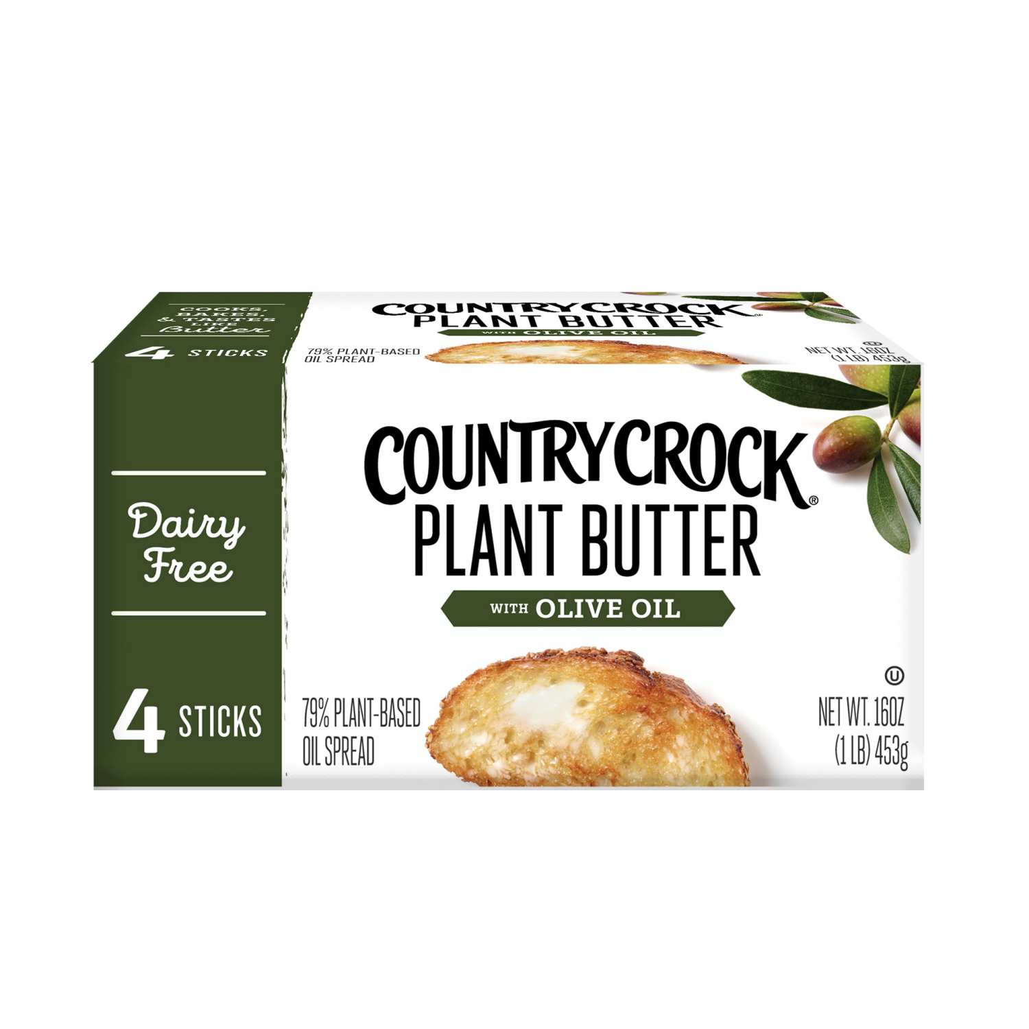 slide 1 of 5, Country Crock Dairy Free Vegan Plant Butter with Olive Oil Sticks 16 oz, 4 ct