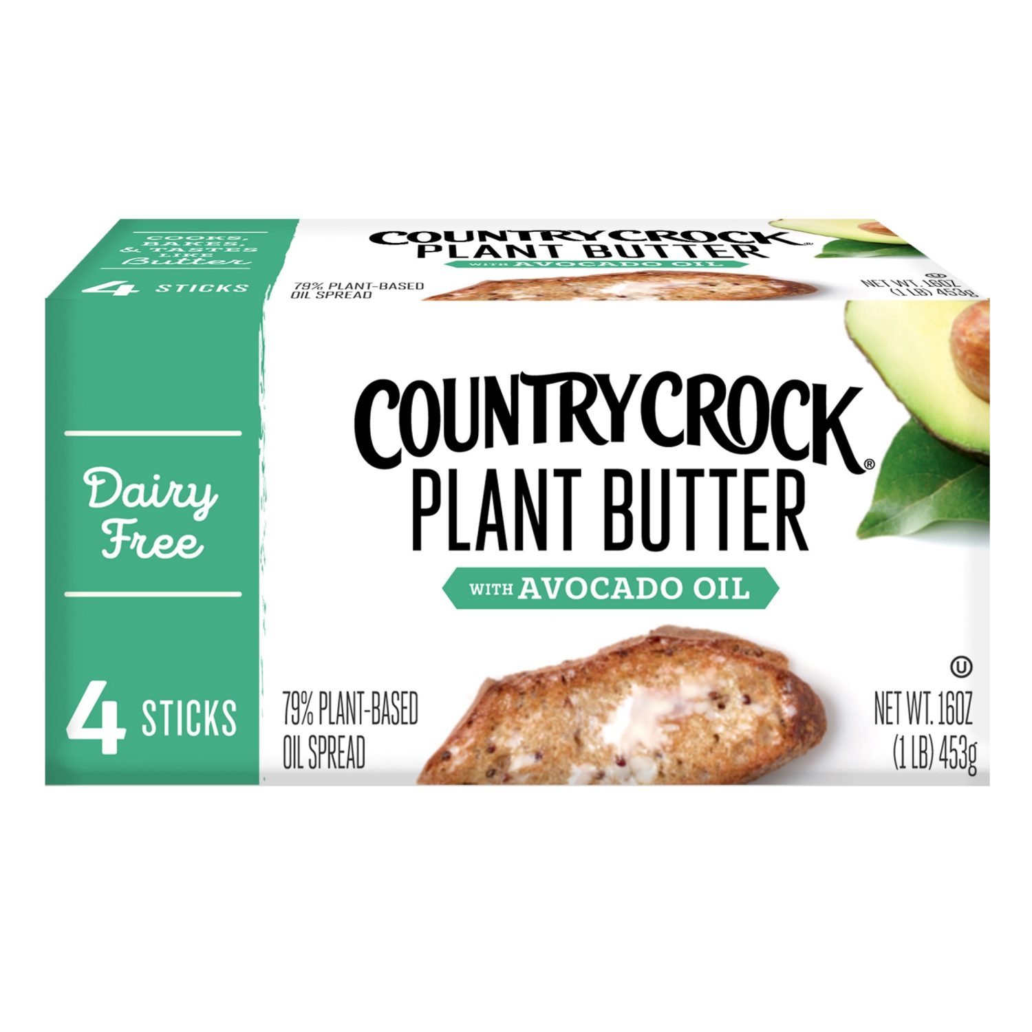 slide 1 of 5, Country Crock Dairy Free Vegan Plant Butter with Avocado Oil Sticks 16 oz, 4 ct; 16 oz