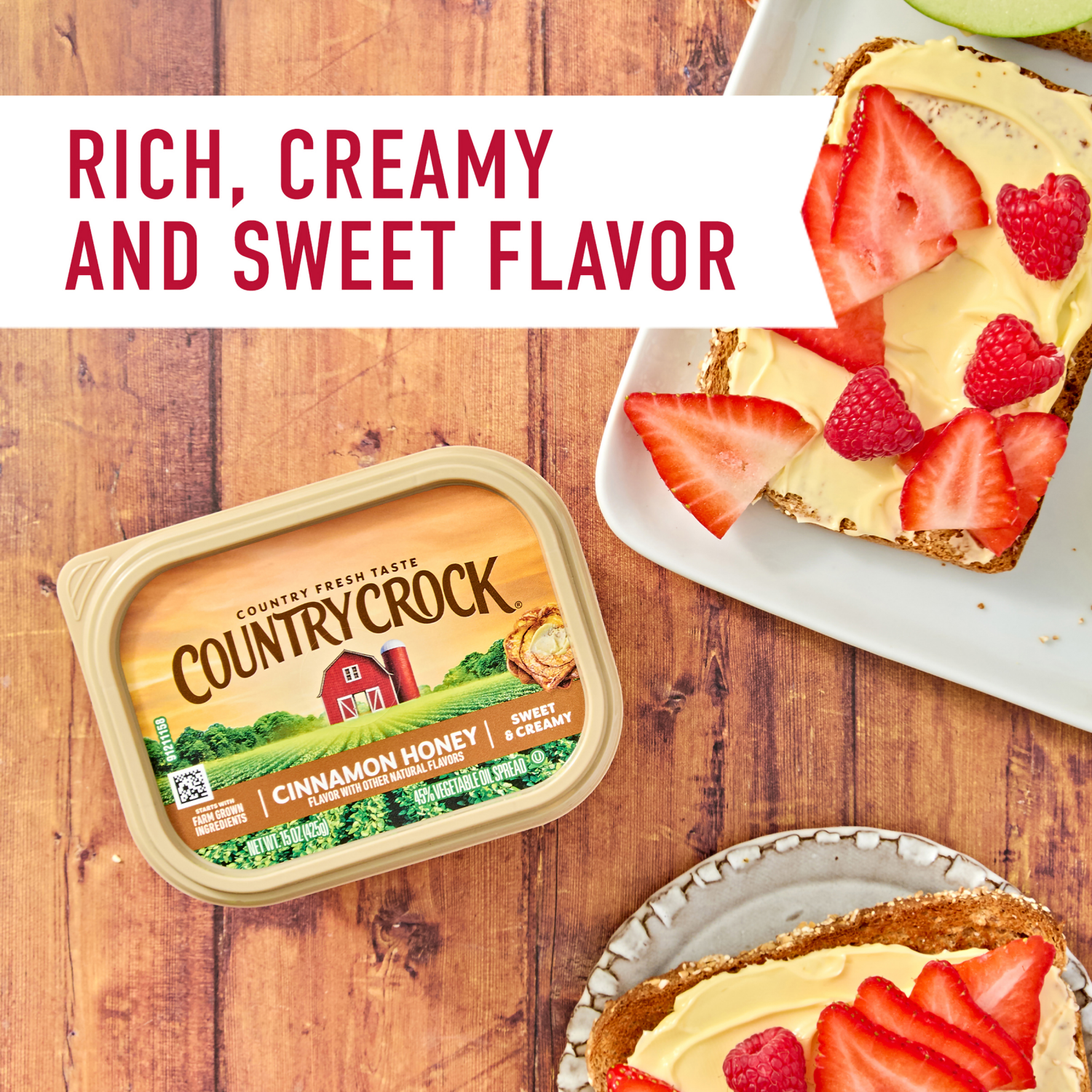 slide 3 of 5, Country Crock 35% Cinnamon Honey Vegetable Oil Spread 15 oz, 15 oz