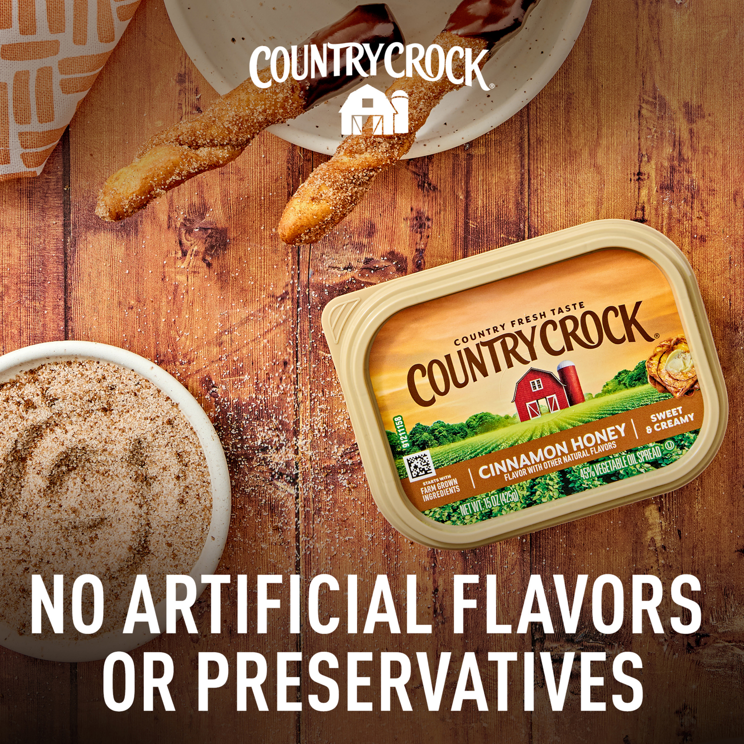 slide 5 of 5, Country Crock 35% Cinnamon Honey Vegetable Oil Spread 15 oz, 15 oz