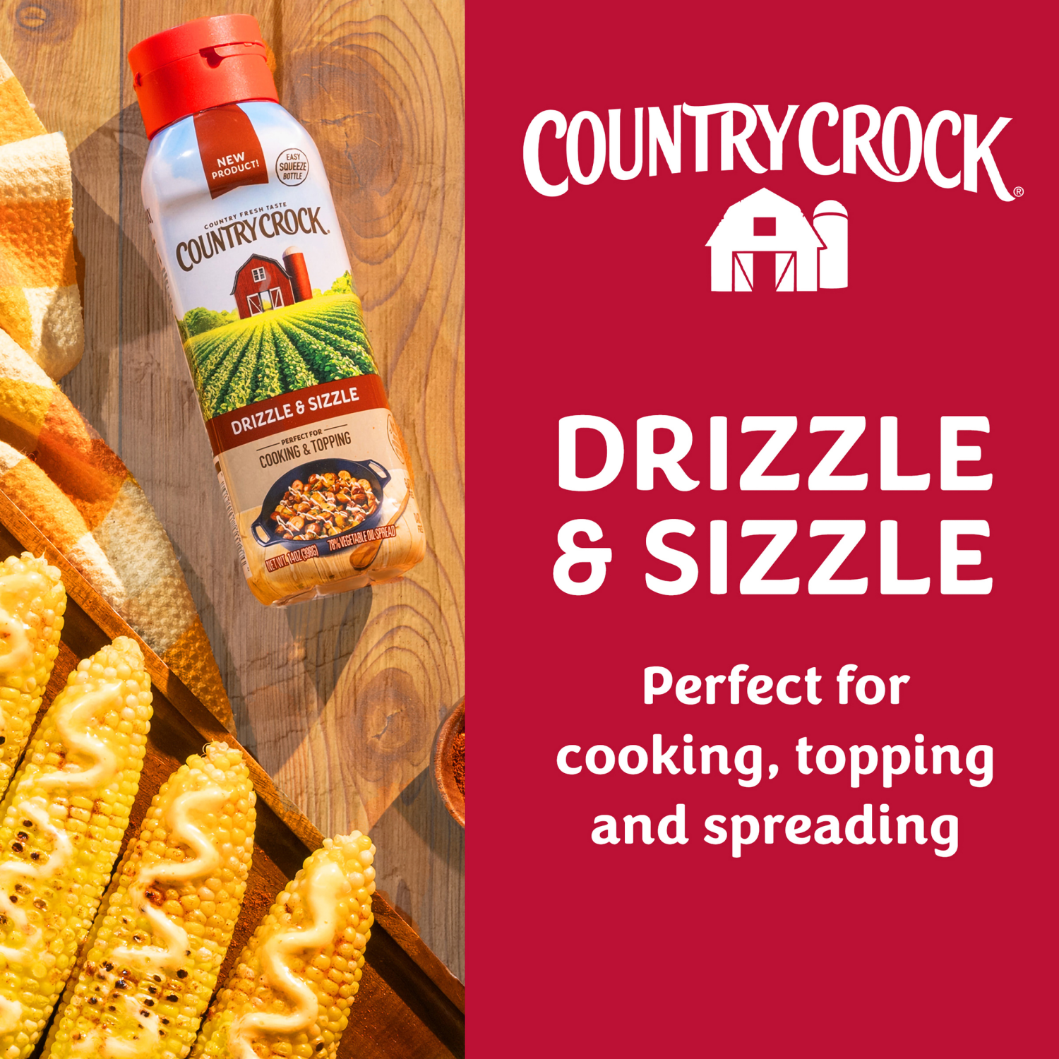 slide 2 of 7, Country Crock Drizzle & Sizzle Vegetable Oil Spread 14 oz, 14 oz