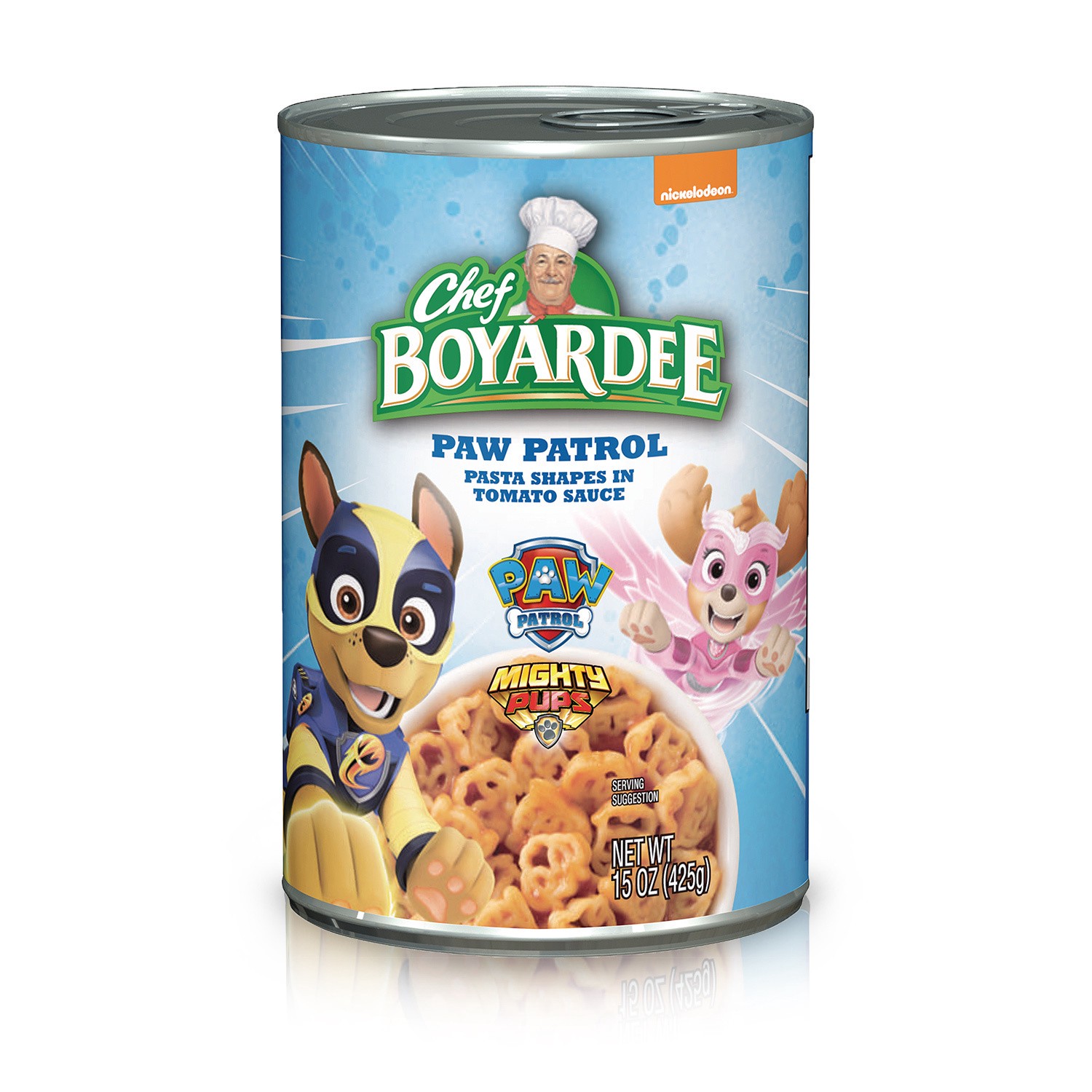 slide 1 of 2, Chef Boyardee Paw Patrol Pasta Shapes in Tomato Sauce, 15-oz. Can, 15 oz