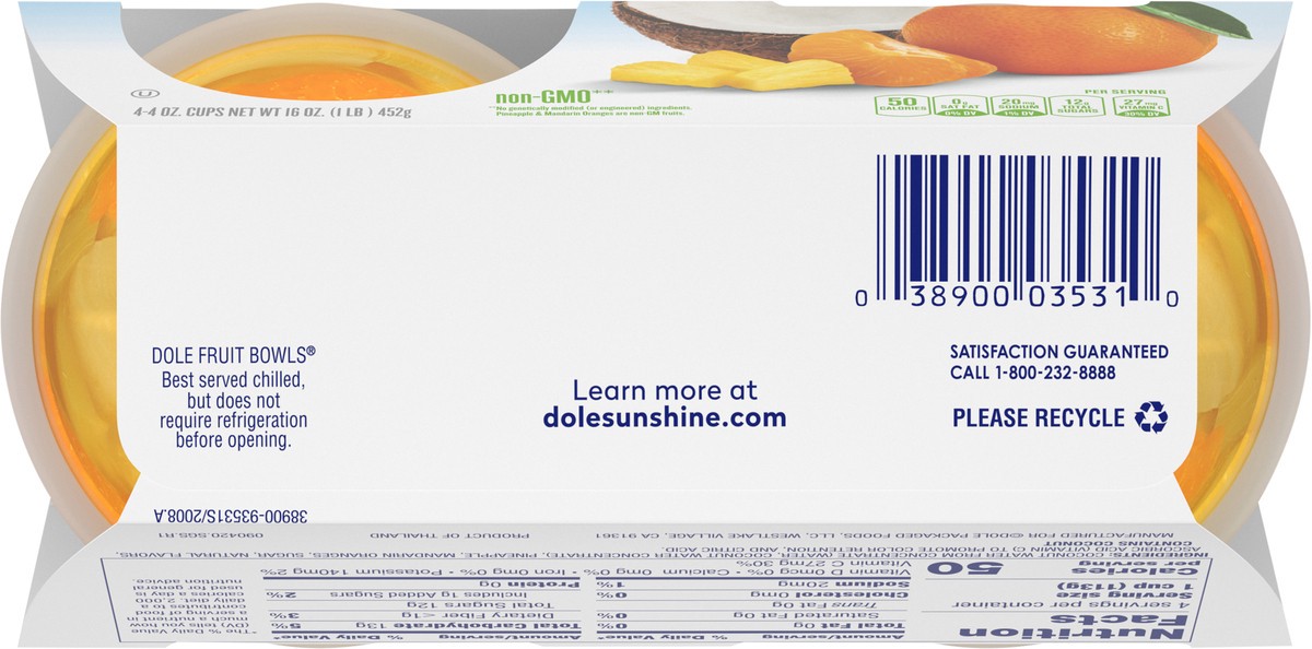 slide 4 of 11, Dole Pineapple Mandarin Orange, 4 ct