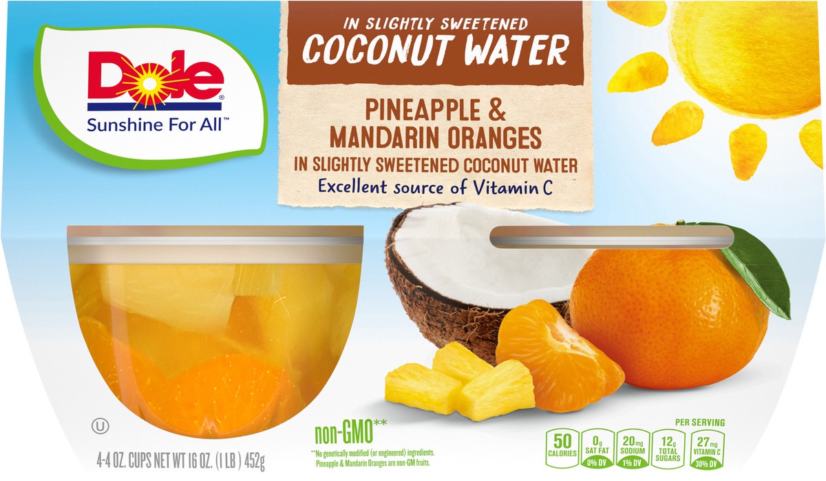 slide 1 of 11, Dole Pineapple Mandarin Orange, 4 ct