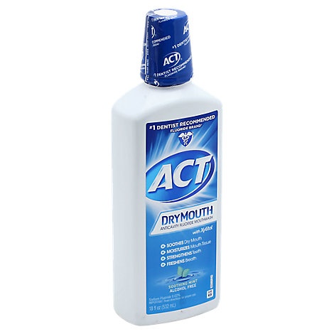 slide 1 of 1, Act Mouthwash Anticavity Fluoride Dry Mouth Soothing Mint, 18 fl oz